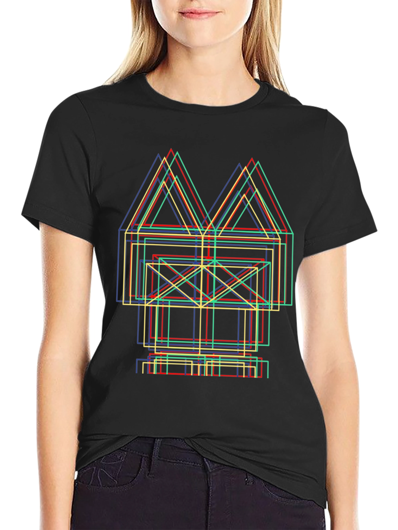 Abstract Geometric Line Art Graphic Tee