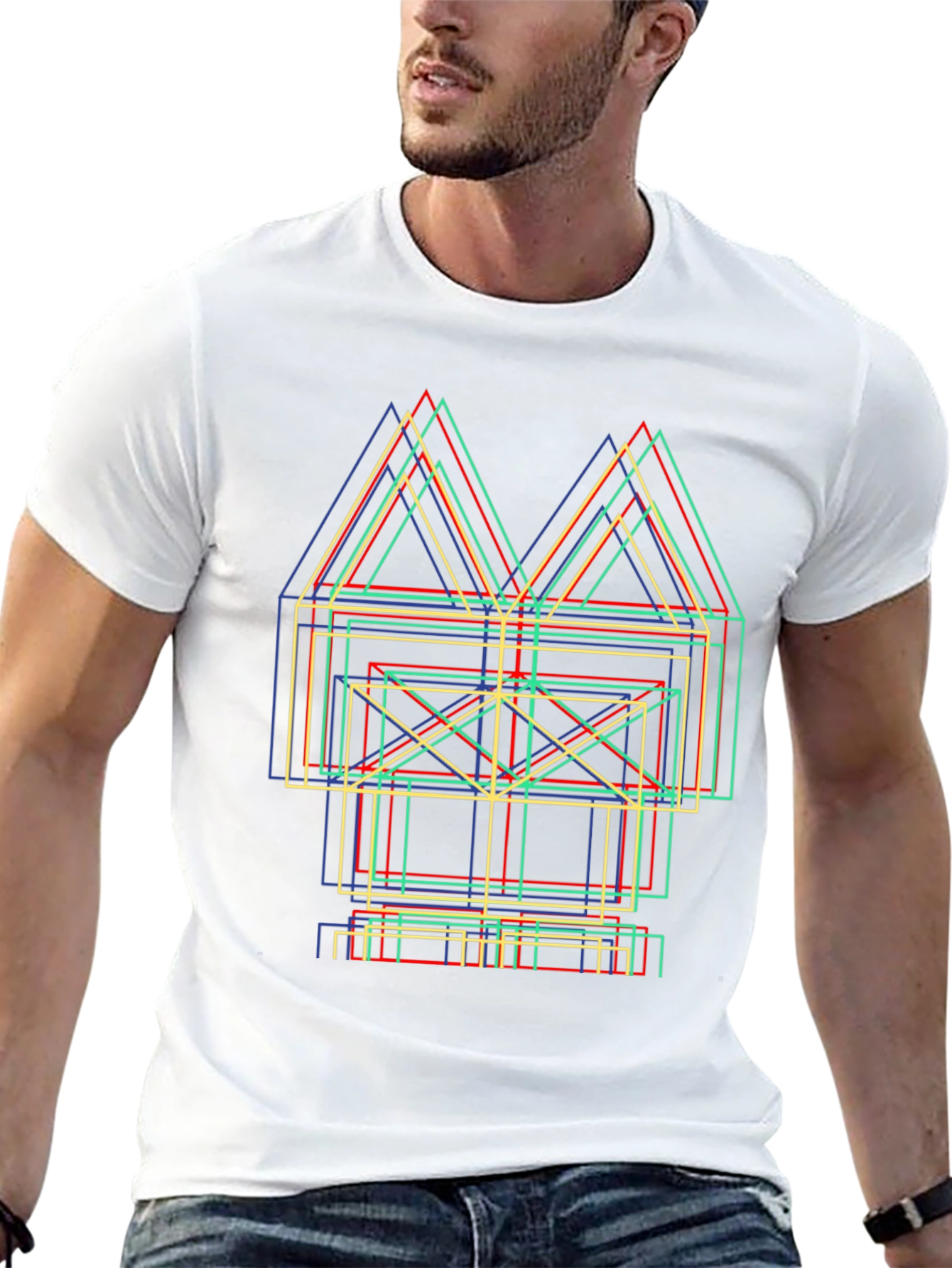 Abstract Geometric Line Art Graphic Tee