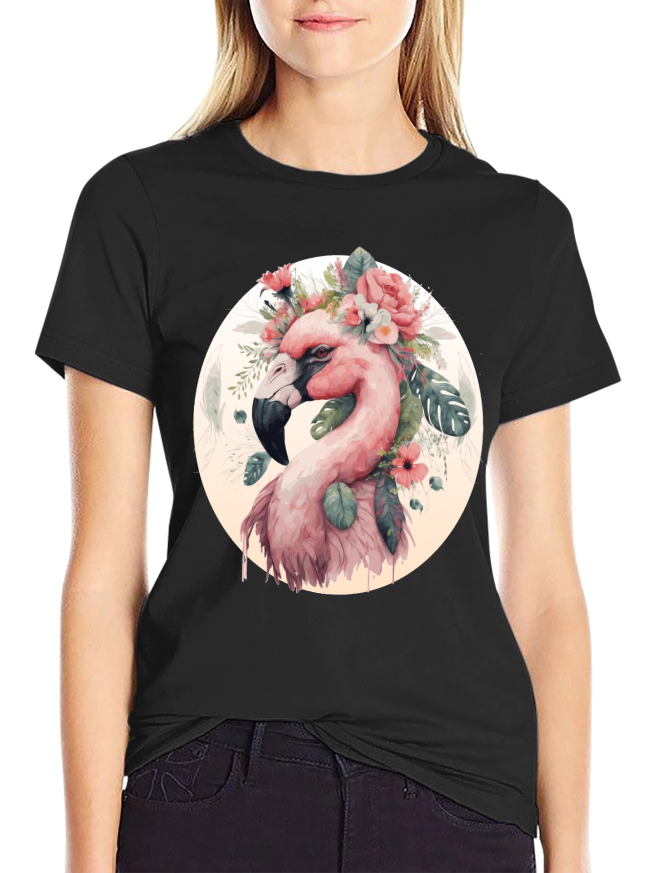 Flamingo Floral T-Shirt - Stylish Graphic Tee