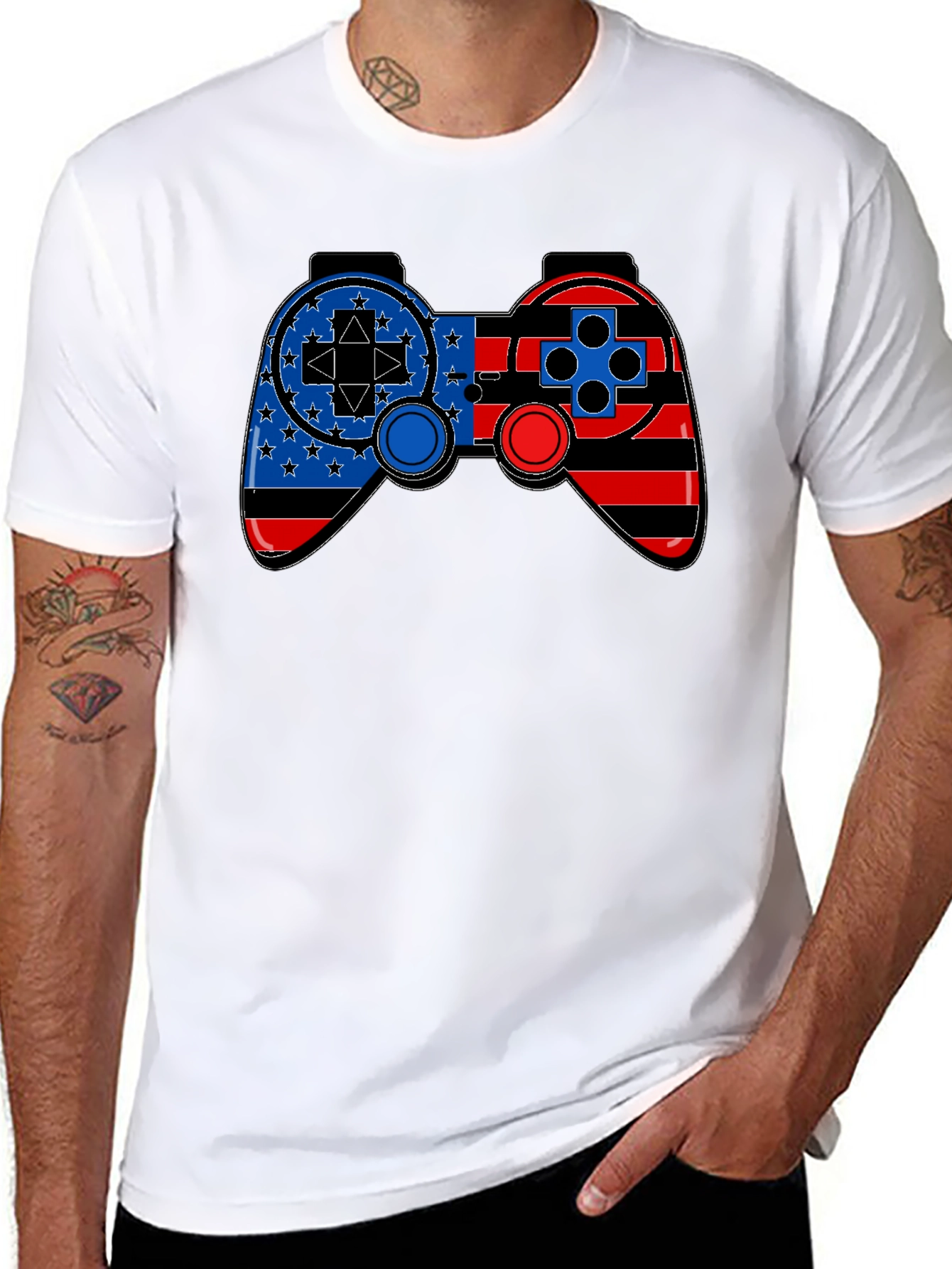 Patriotic Gamer T-Shirt - American Flag Game Controller