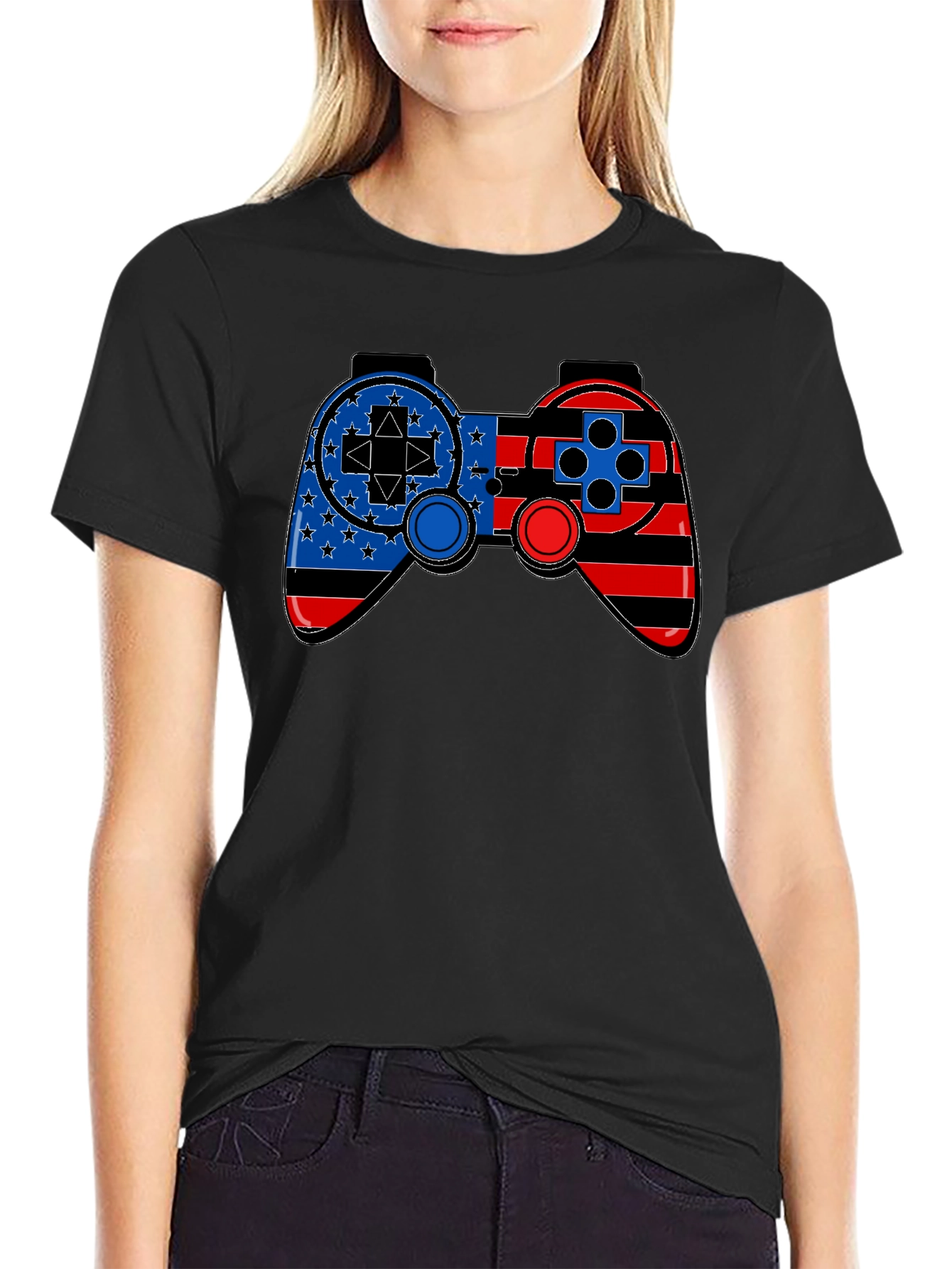 Patriotic Gamer T-Shirt - American Flag Game Controller