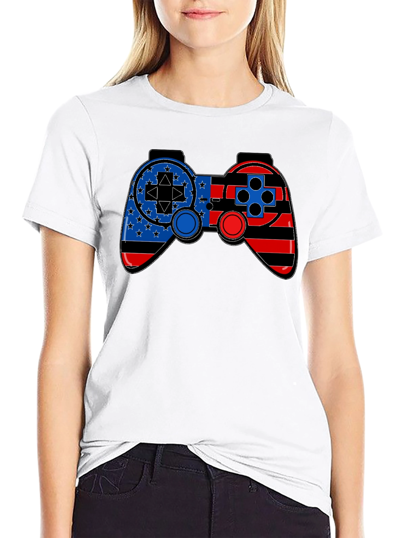 Patriotic Gamer T-Shirt - American Flag Game Controller