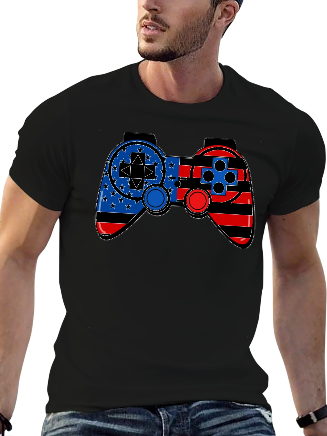 Patriotic Gamer T-Shirt - American Flag Game Controller