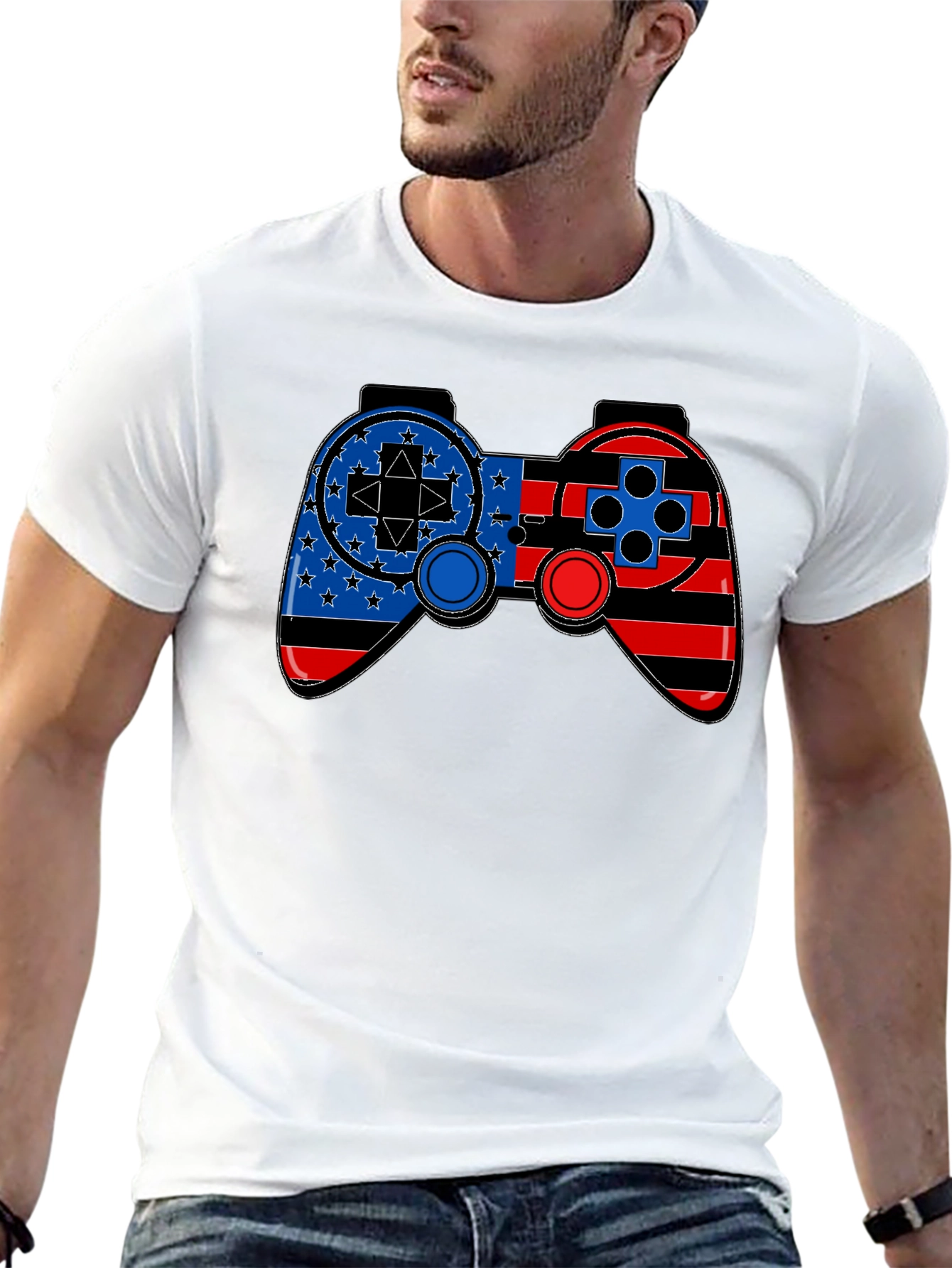 Patriotic Gamer T-Shirt - American Flag Game Controller