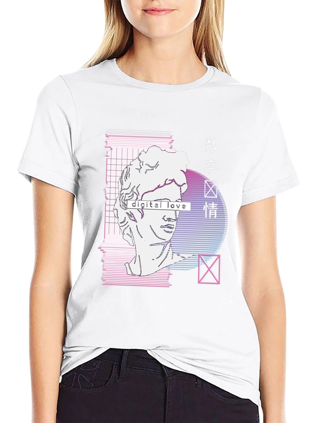 Digital Love Vaporwave Graphic Tee - Aesthetic Style