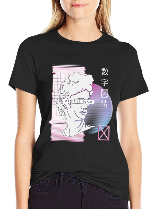 Digital Love Vaporwave Graphic Tee - Aesthetic Style