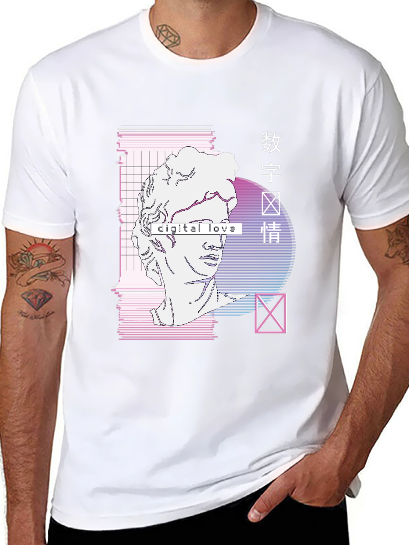 Digital Love Vaporwave Graphic Tee - Aesthetic Style