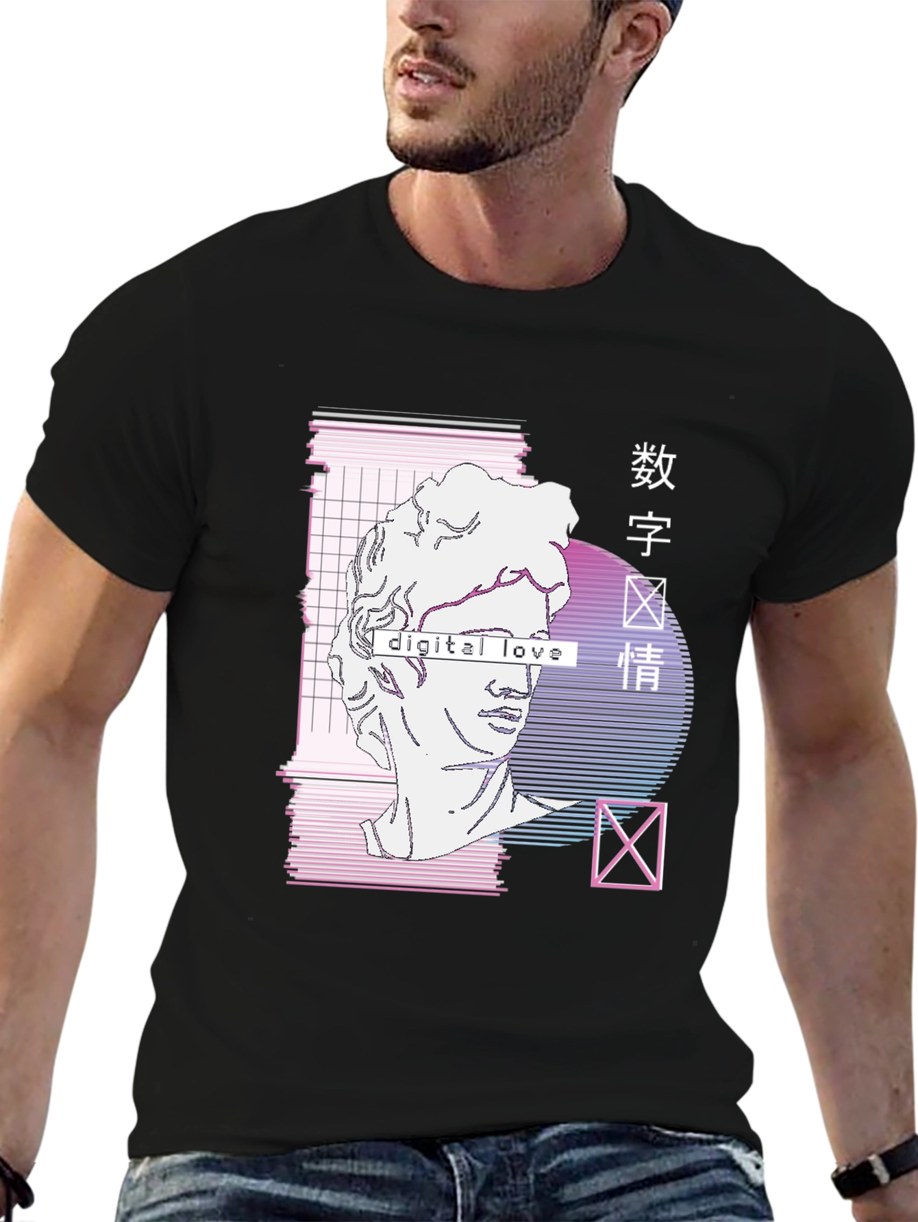 Digital Love Vaporwave Graphic Tee - Aesthetic Style