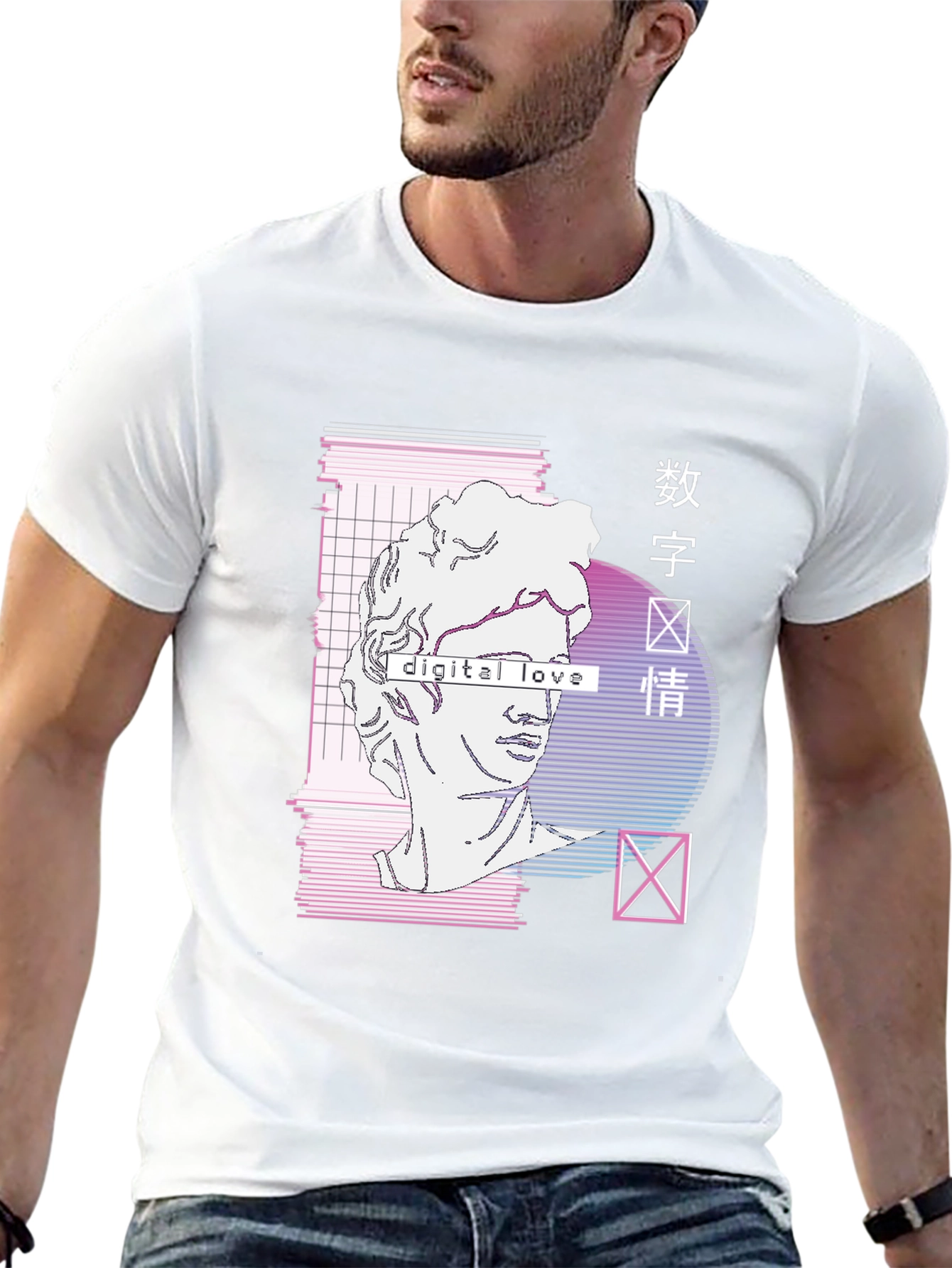 Digital Love Vaporwave Graphic Tee - Aesthetic Style