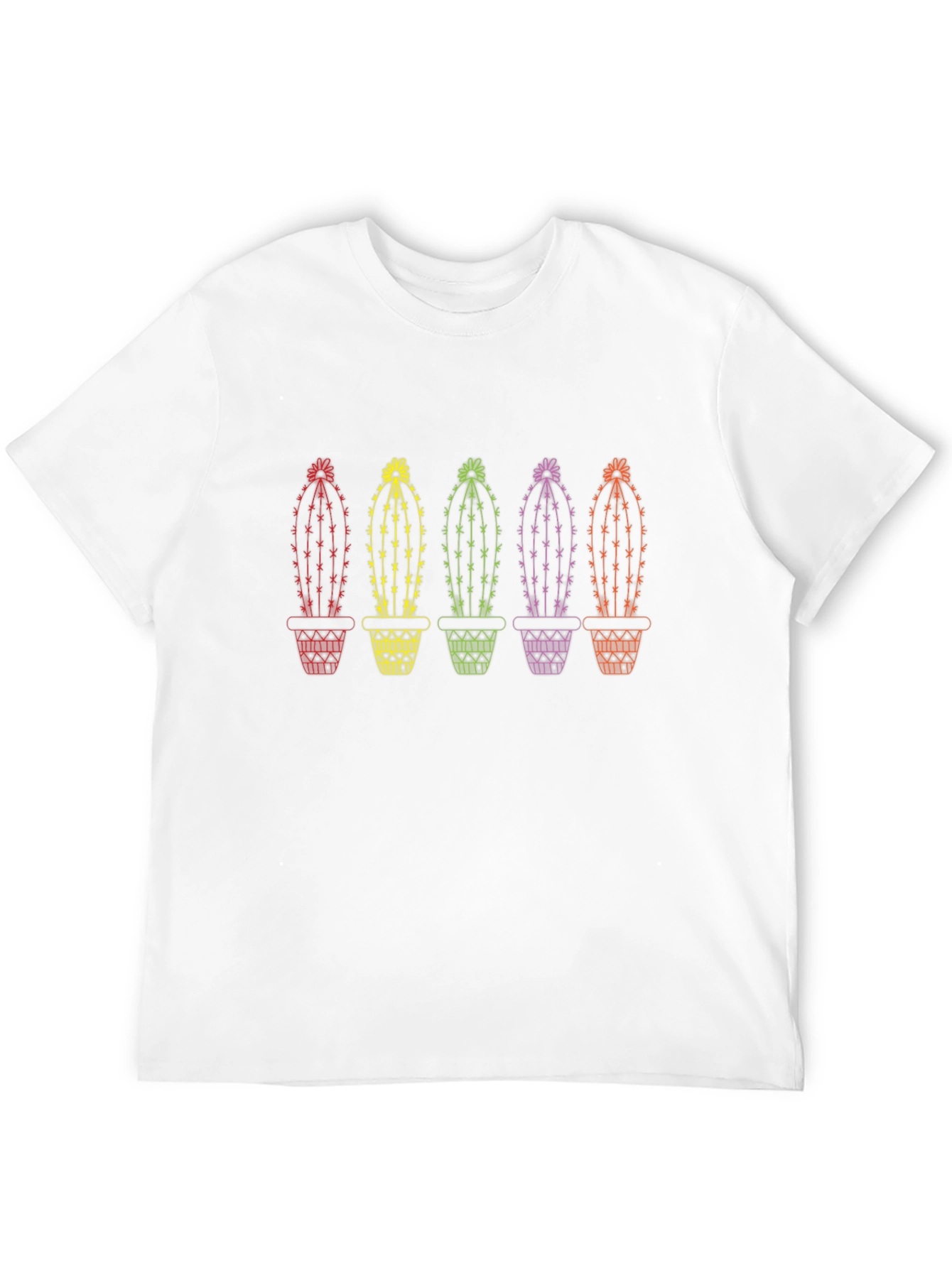 Rainbow Cactus Graphic Tee - Black Cotton T-Shirt
