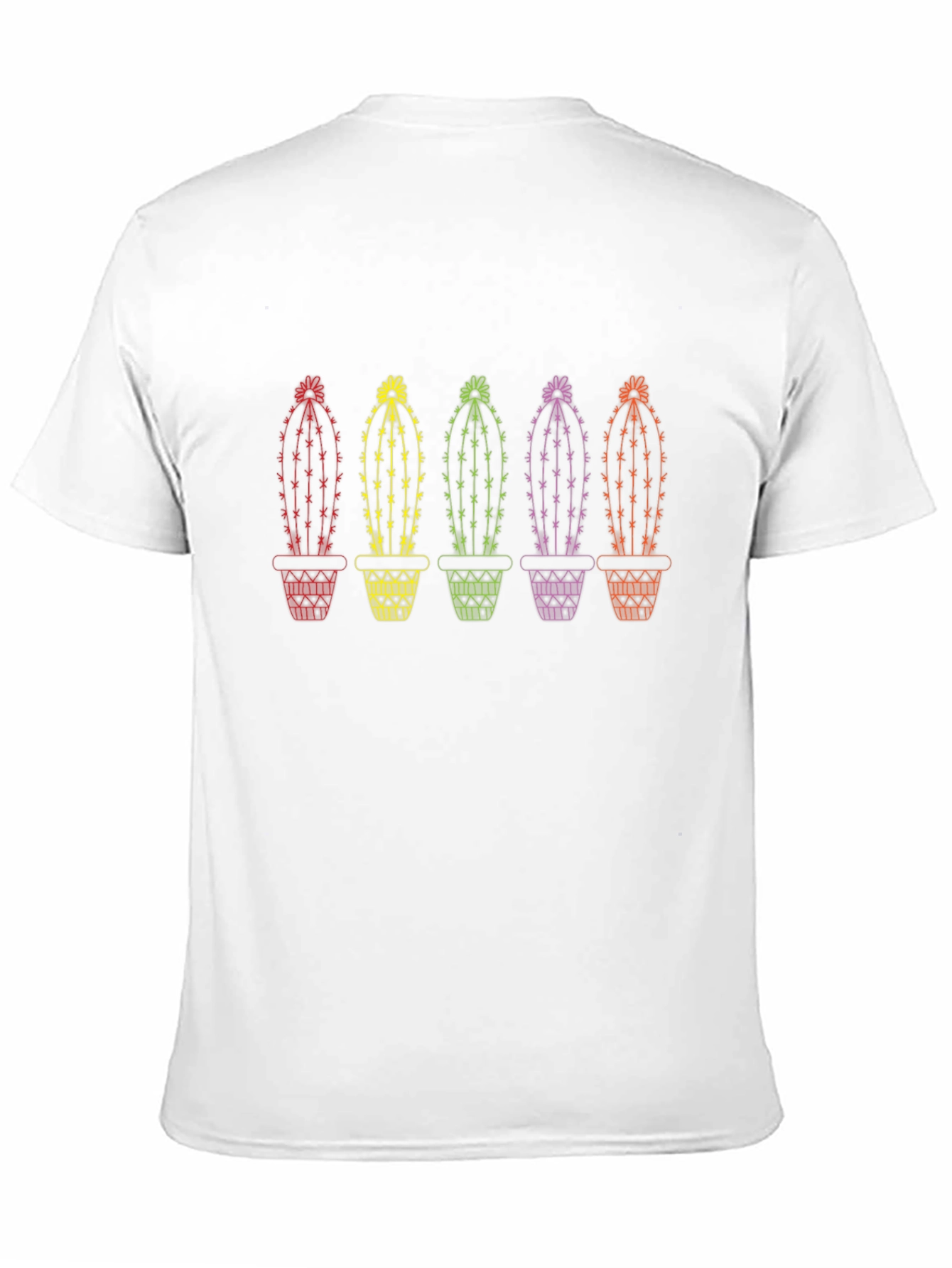 Rainbow Cactus Graphic Tee - Black Cotton T-Shirt