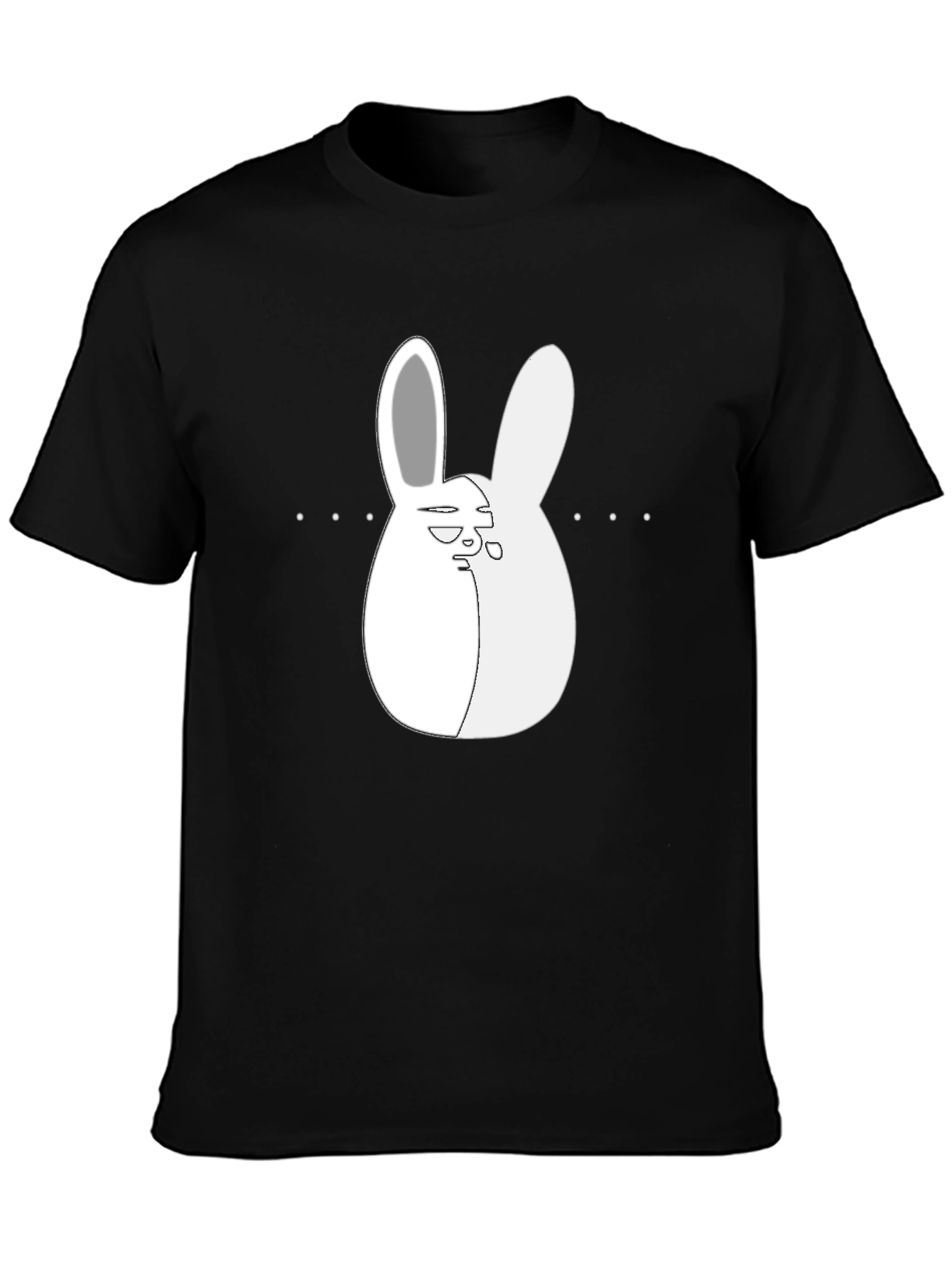 Cool Bunny Graphic Tee - Black Cotton Blend