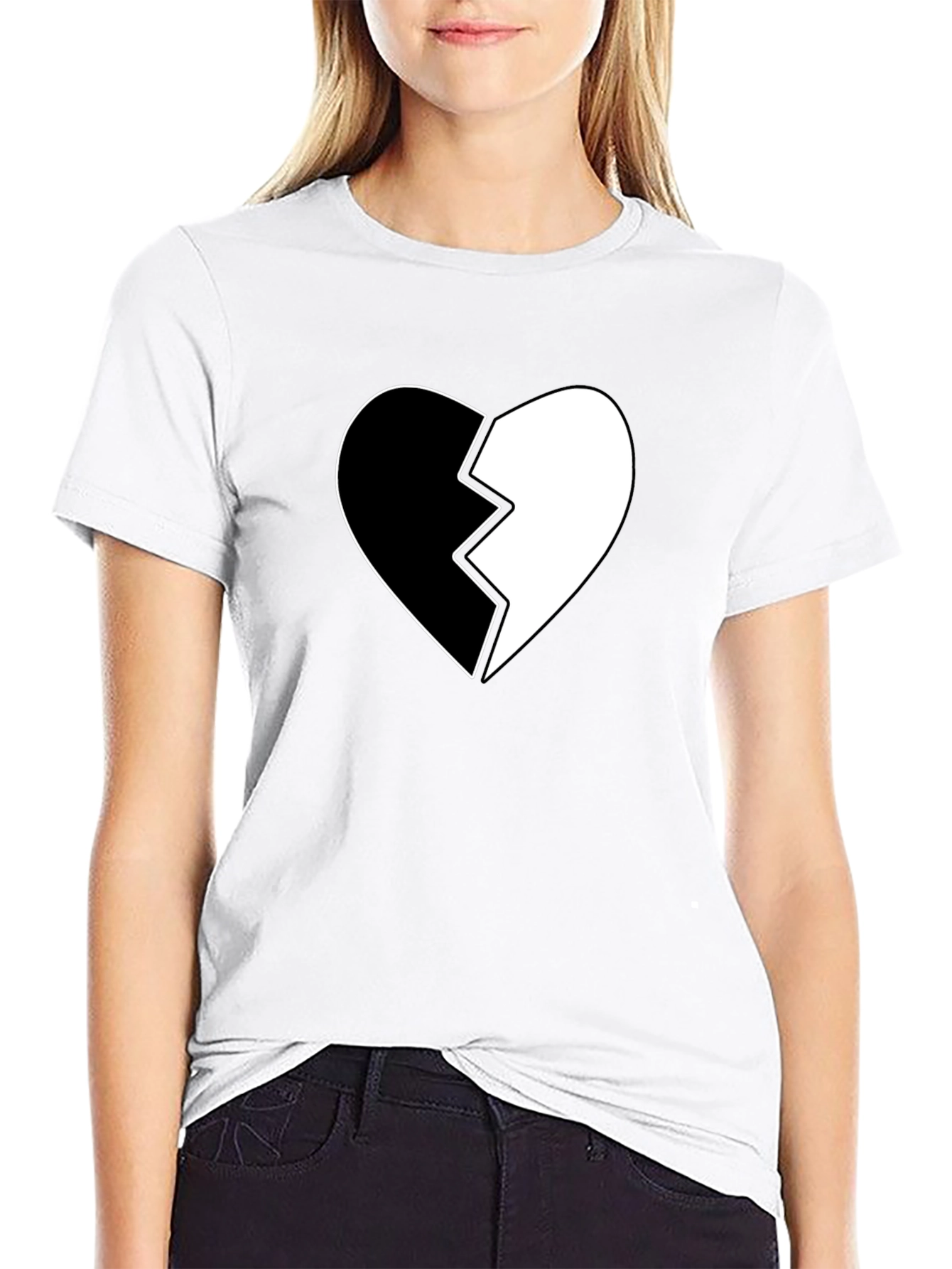 Broken Heart Graphic Tee - Stylish Black T-Shirt