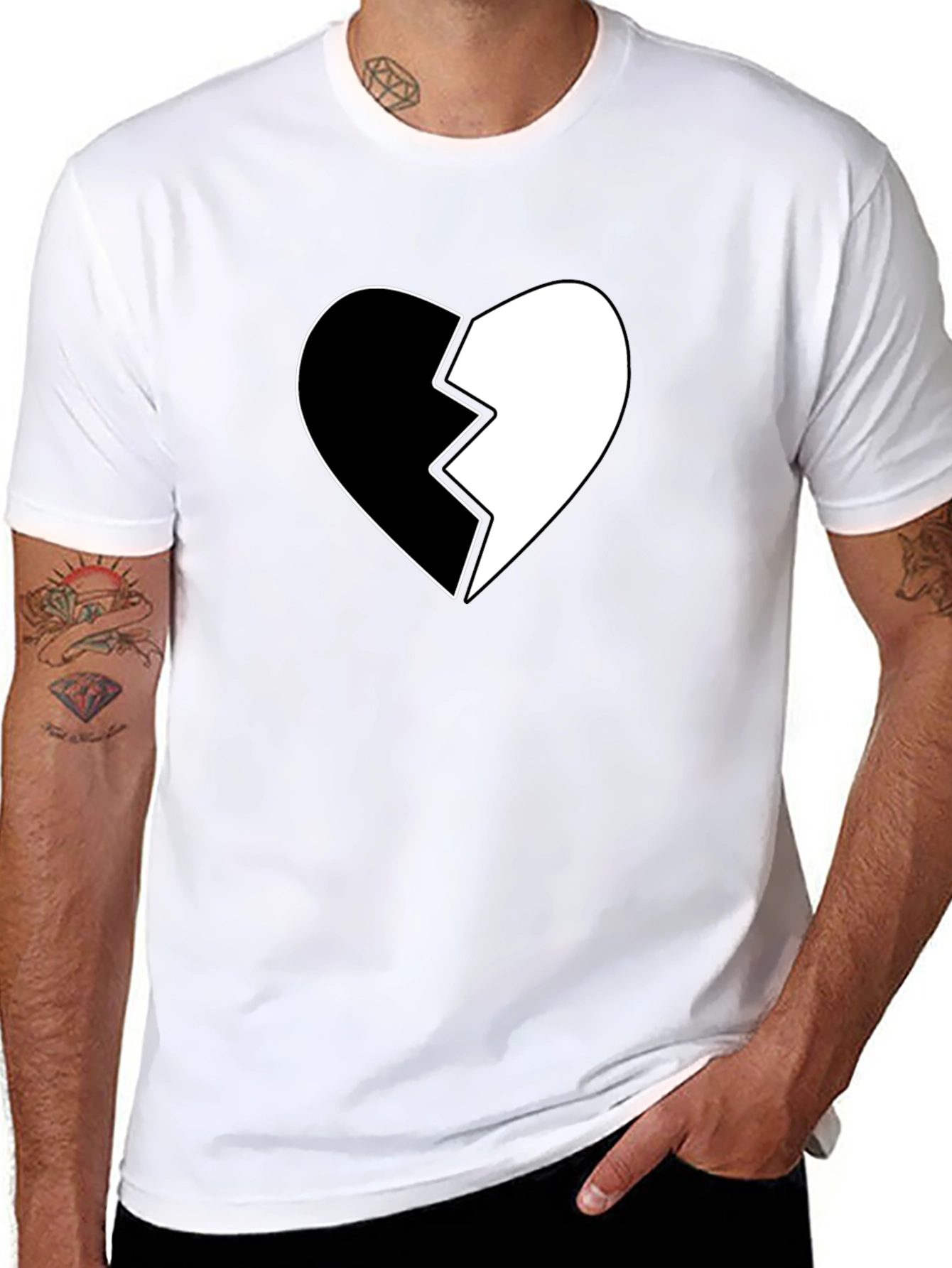 Broken Heart Graphic Tee - Stylish Black T-Shirt