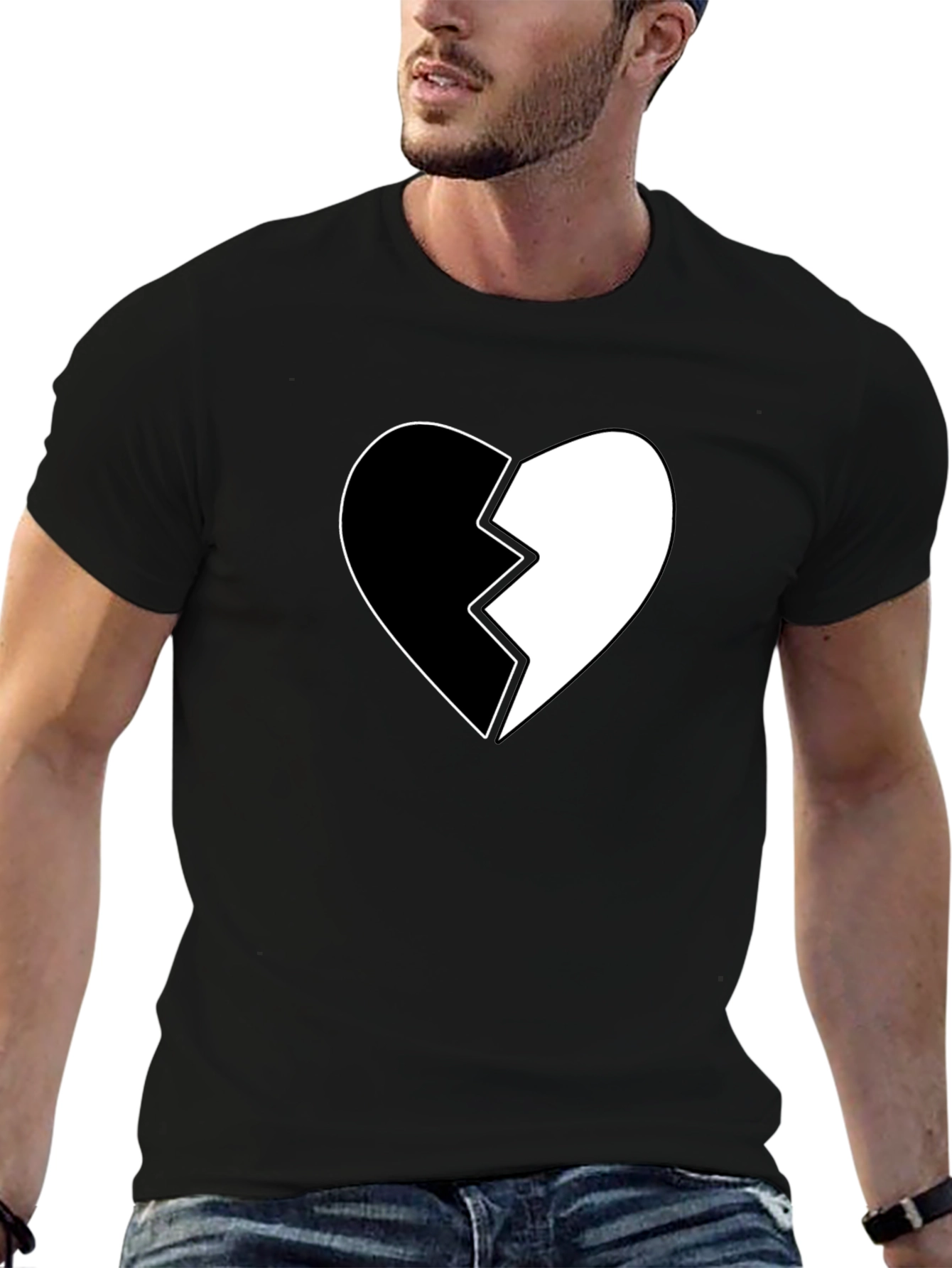 Broken Heart Graphic Tee - Stylish Black T-Shirt