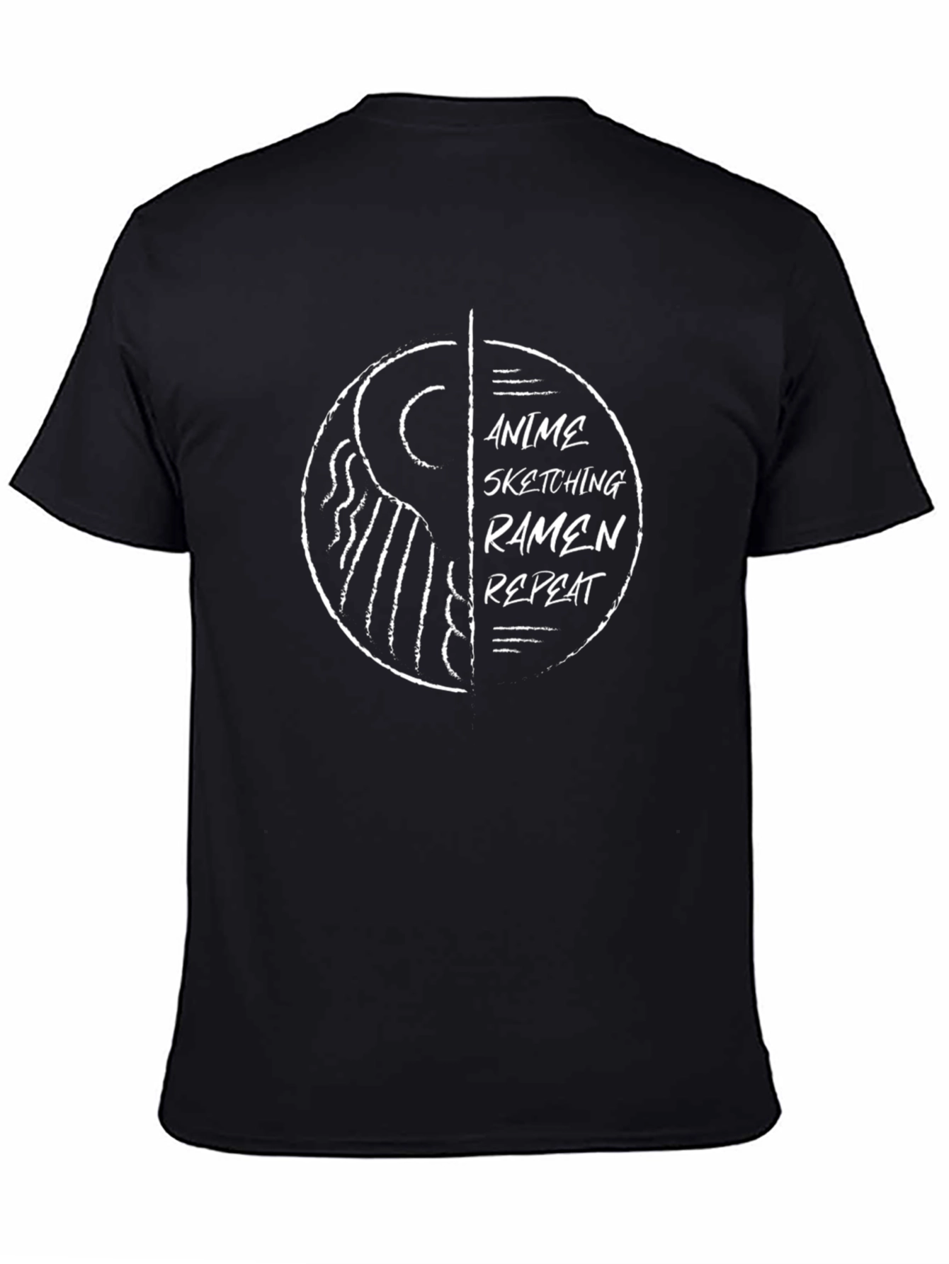 Anime Sketching Ramen Repeat Black T-Shirt