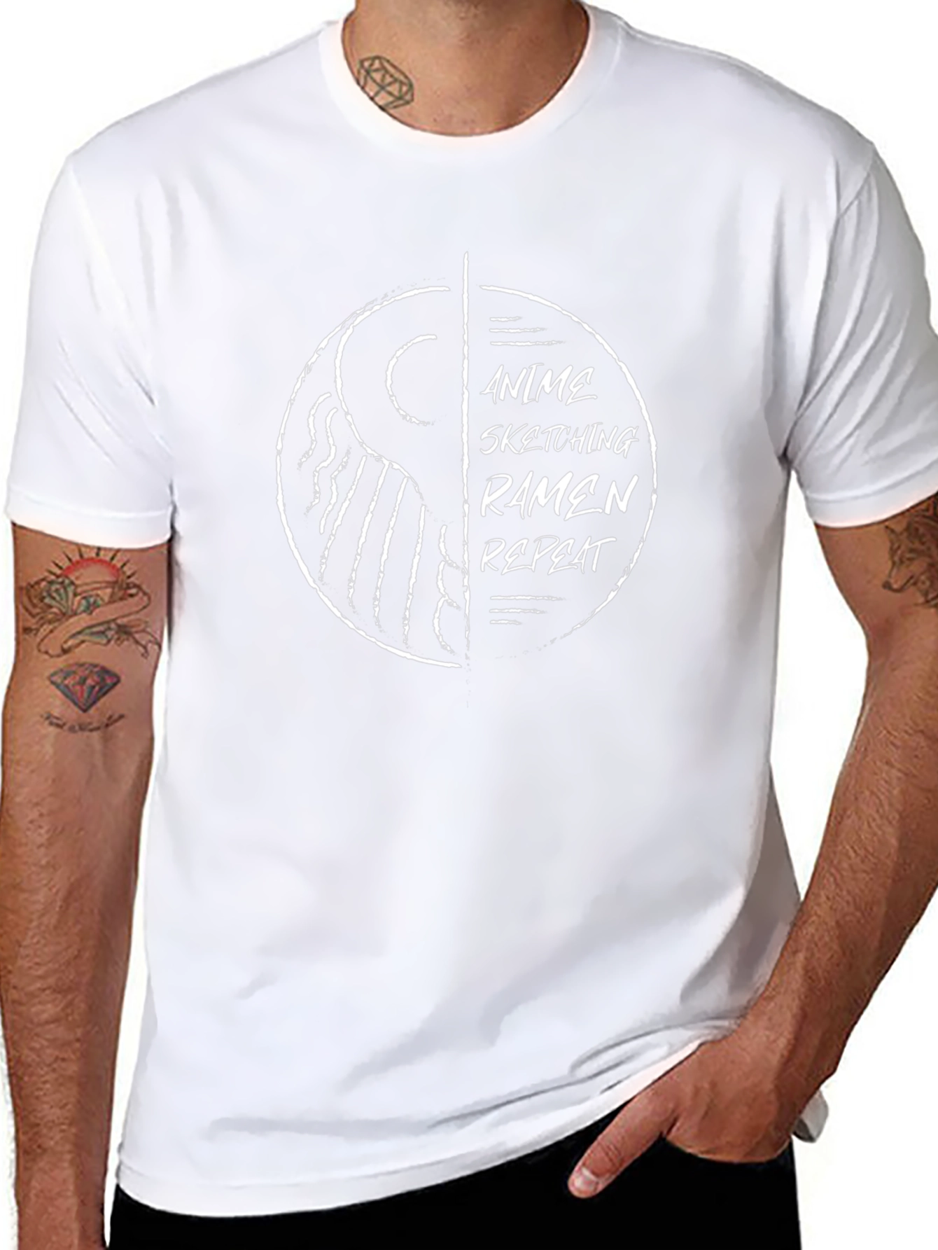 Anime Sketching Ramen Repeat Black T-Shirt