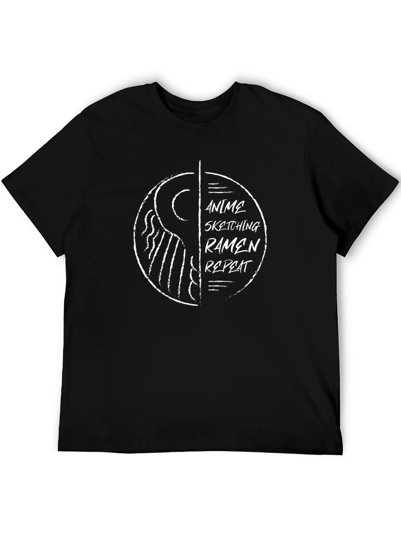 Anime Sketching Ramen Repeat Black T-Shirt
