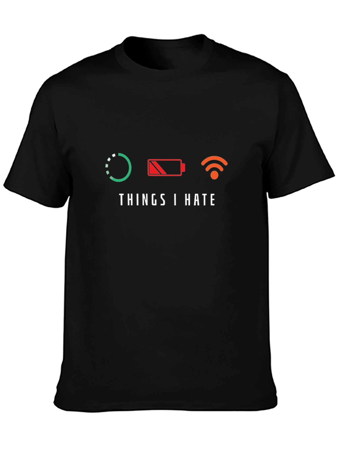 Tech Hater Black T-Shirt: Low Battery Loading No Wifi