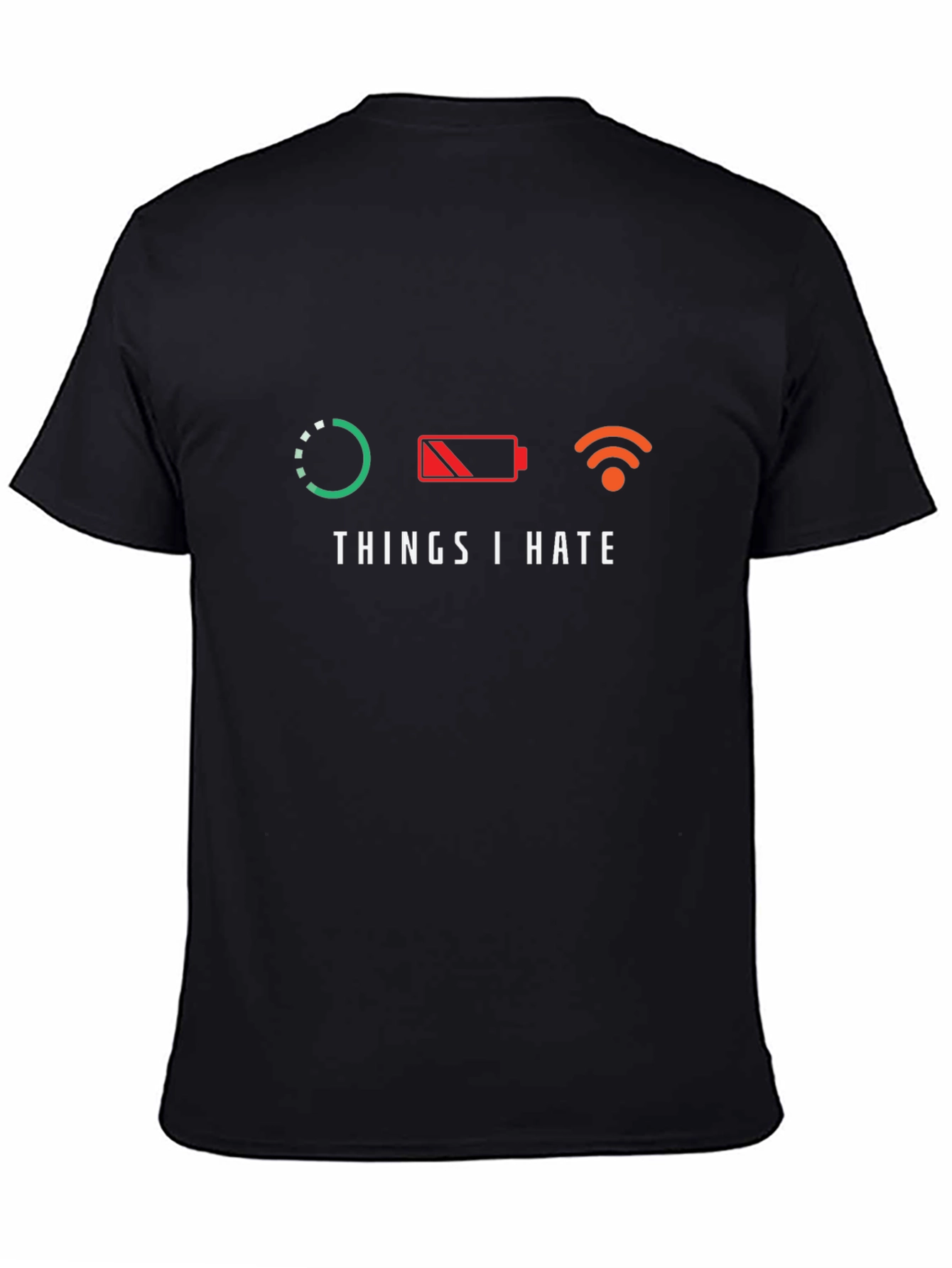 Tech Hater Black T-Shirt: Low Battery Loading No Wifi