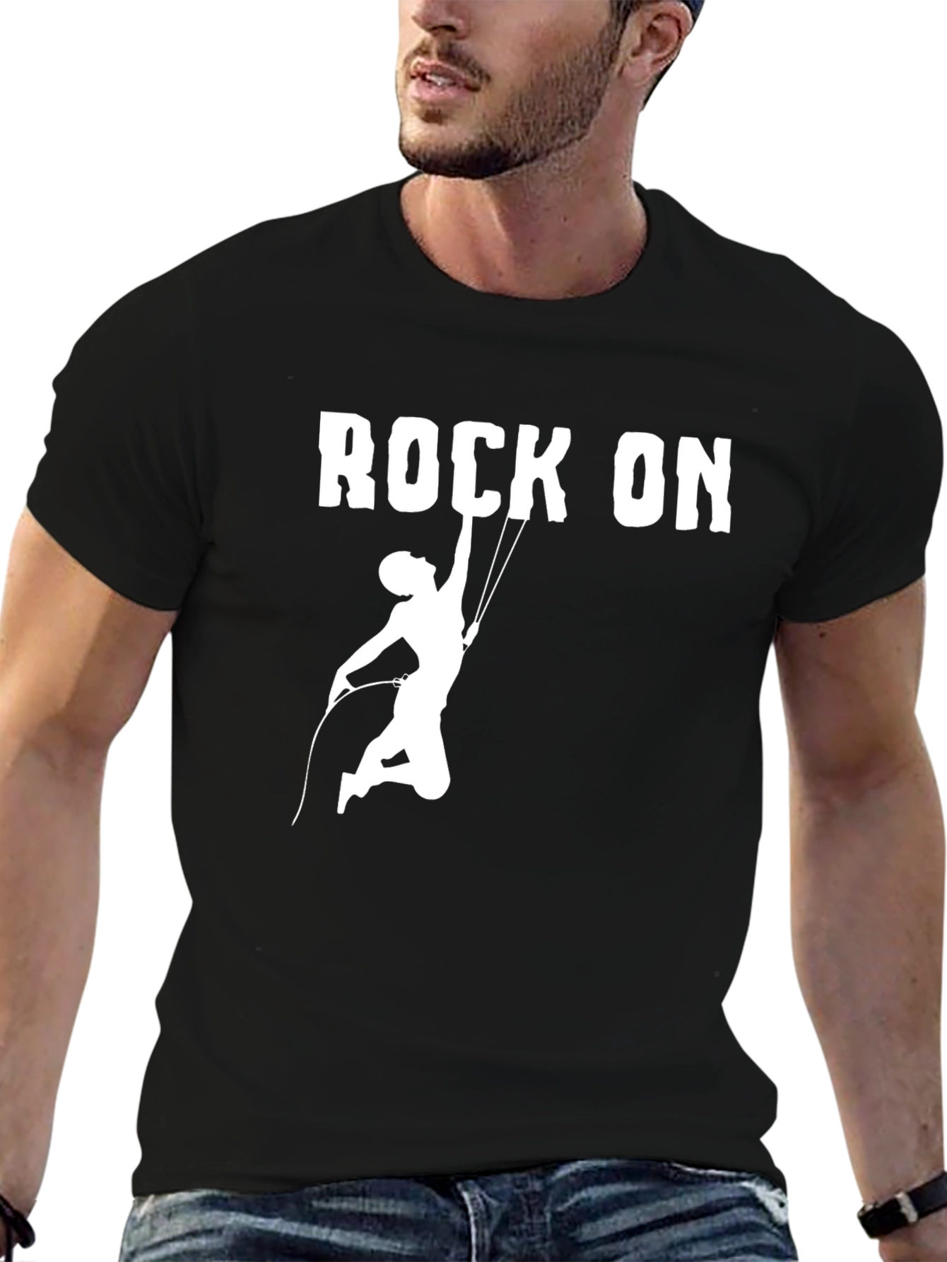 Rock On Climbing T-Shirt Black Graphic Tee
