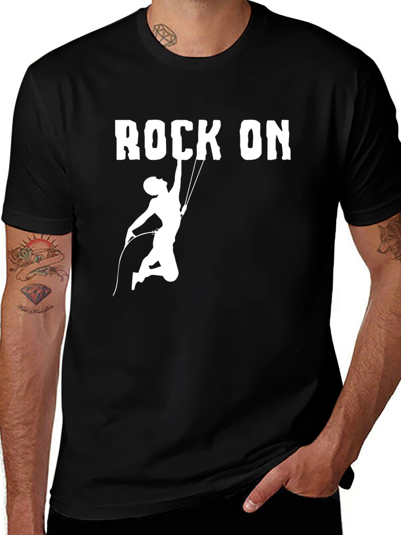 Rock On Climbing T-Shirt Black Graphic Tee