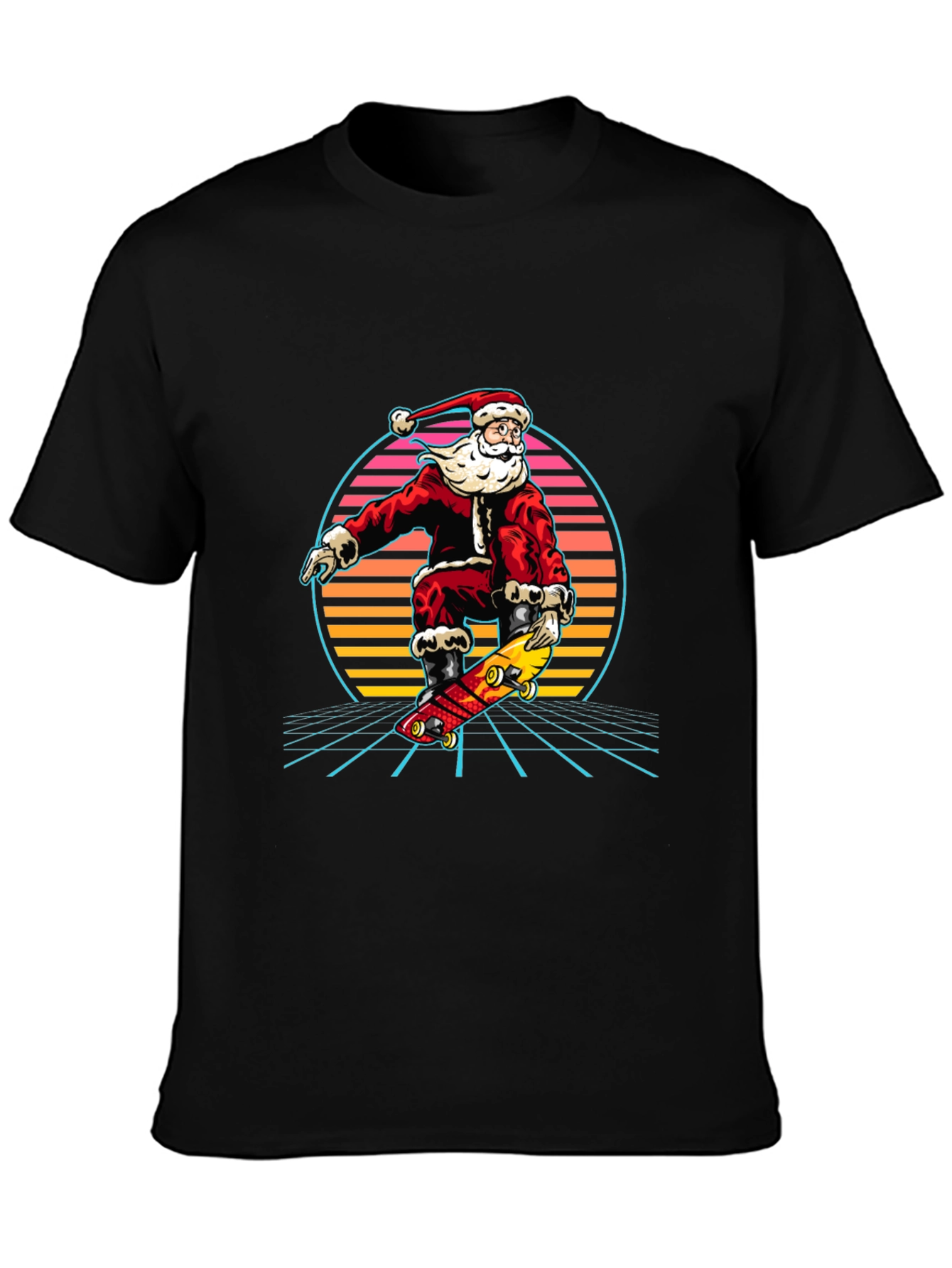 Santa Skateboard Retro T-Shirt