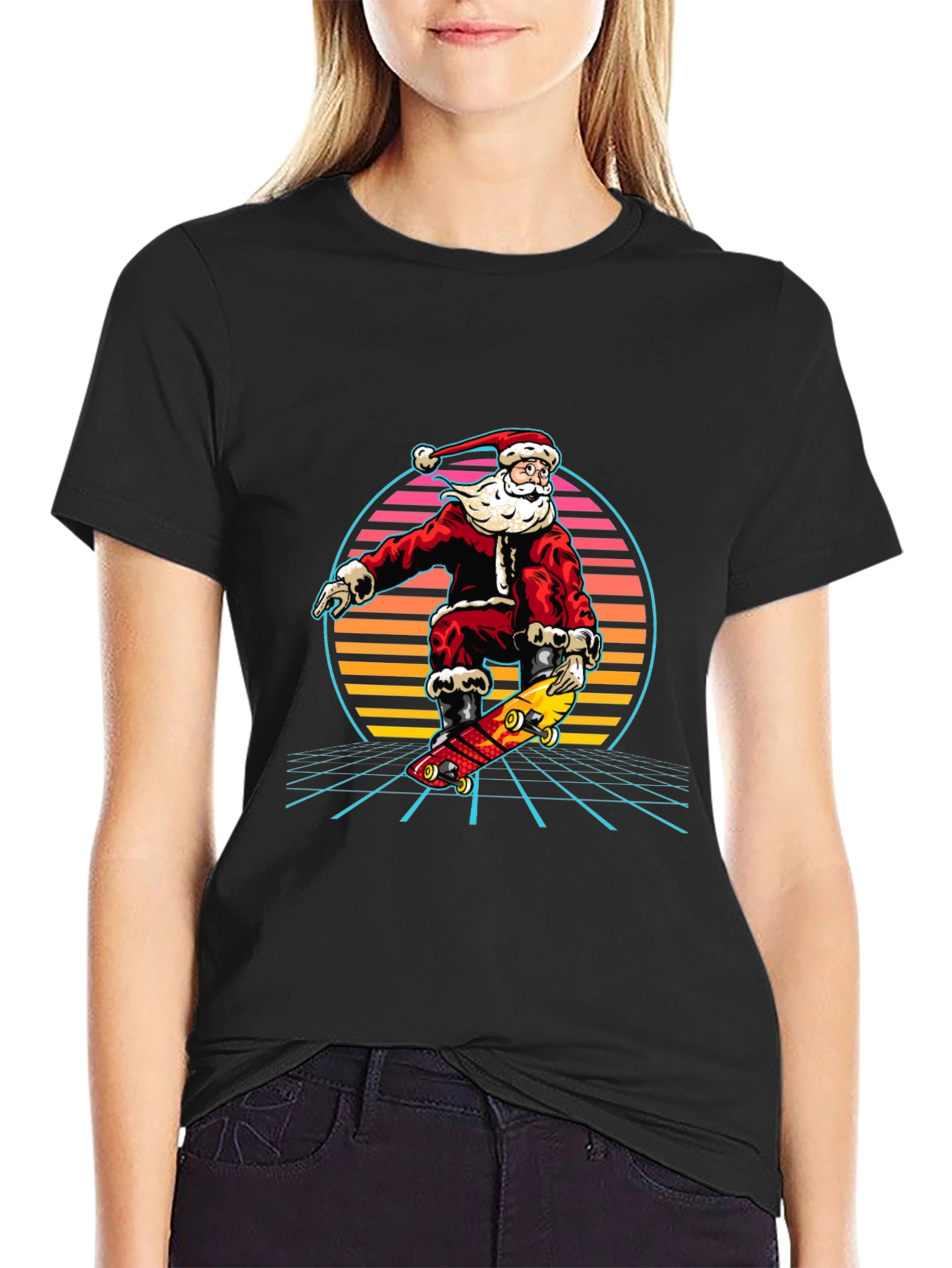 Santa Skateboard Retro T-Shirt