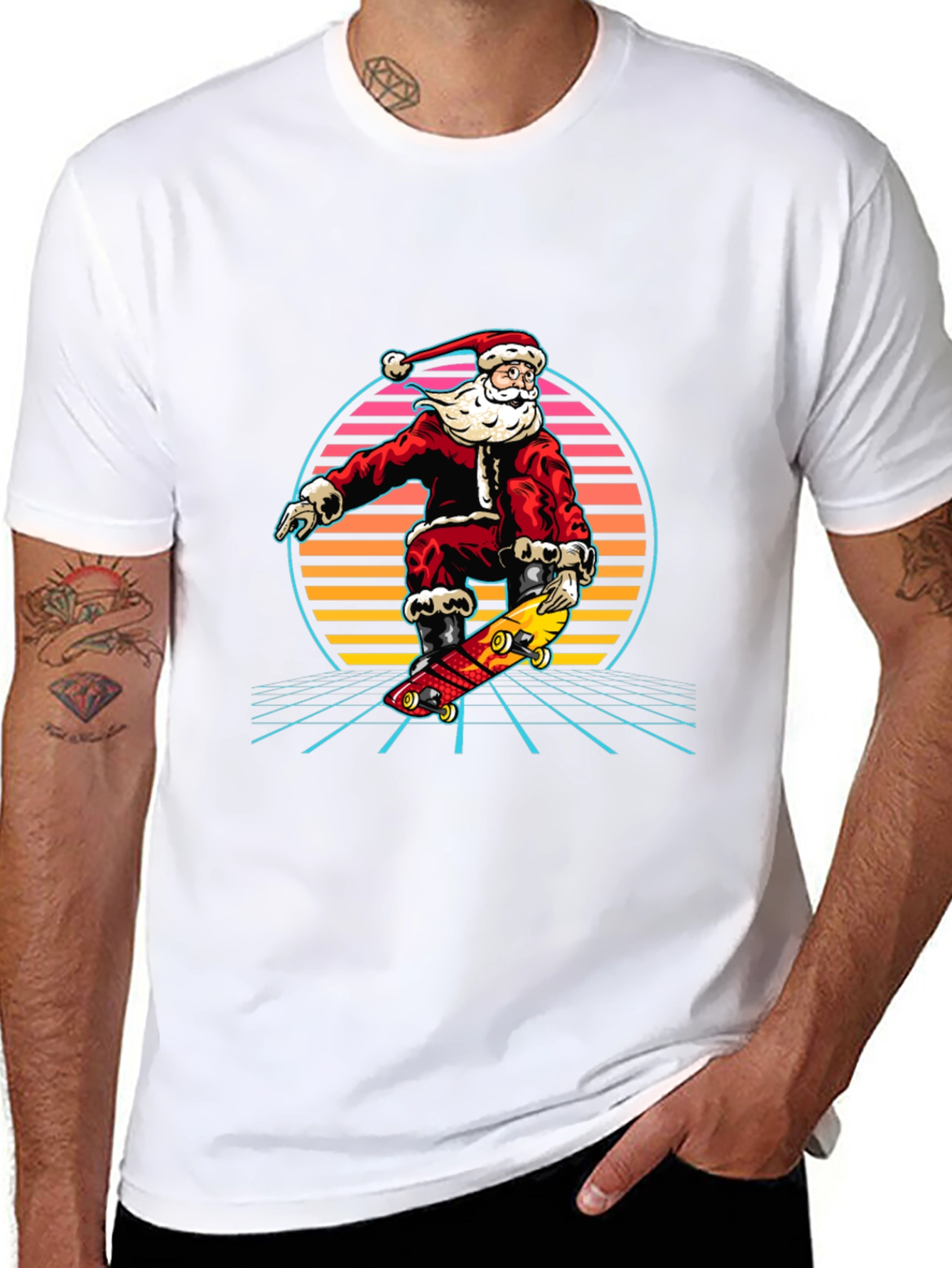 Santa Skateboard Retro T-Shirt