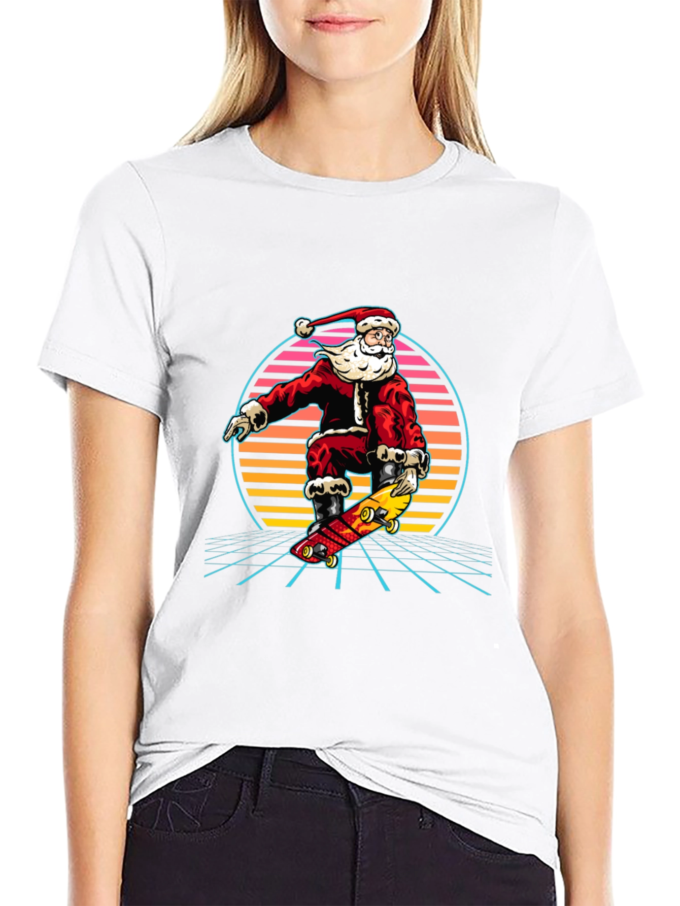 Santa Skateboard Retro T-Shirt