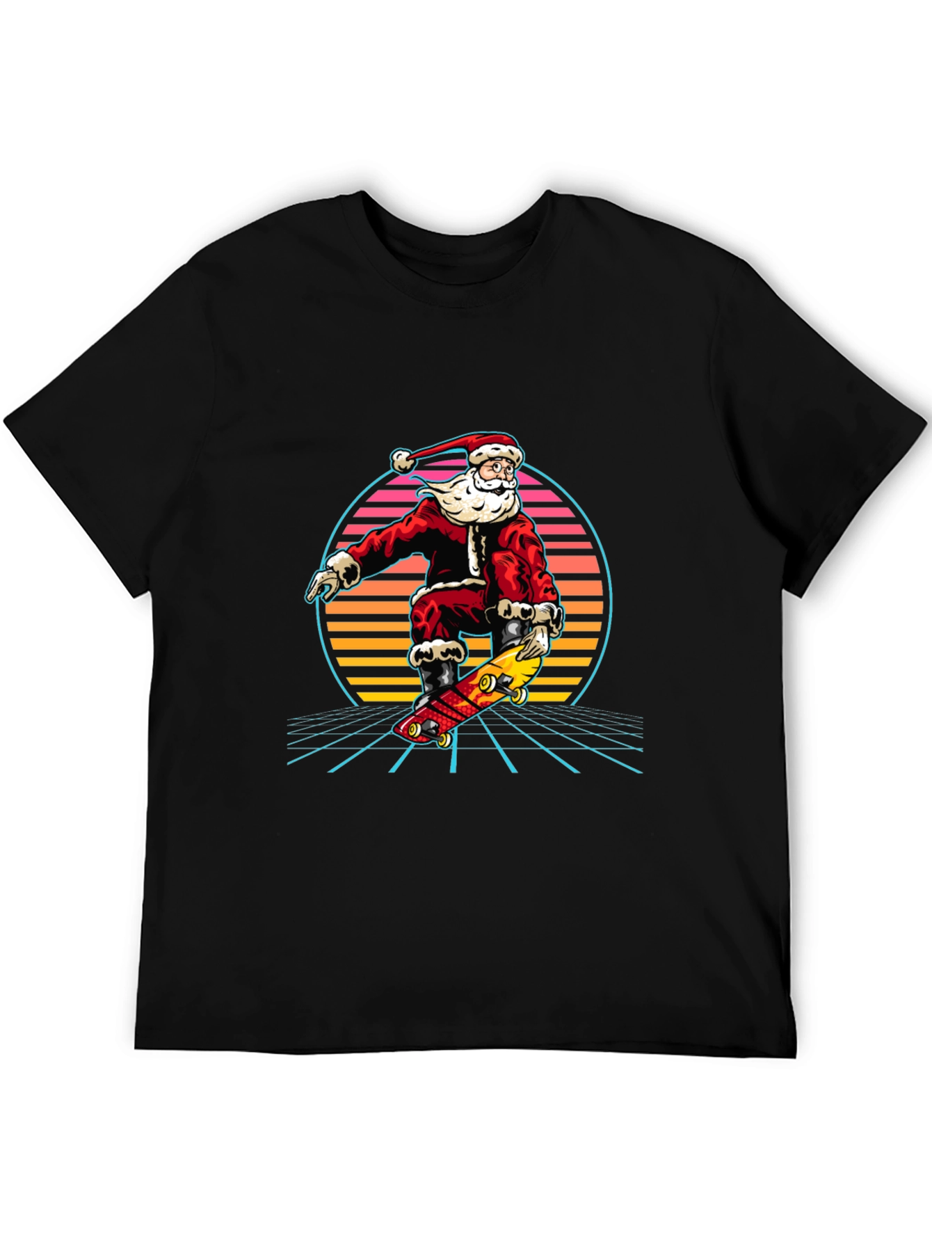 Santa Skateboard Retro T-Shirt