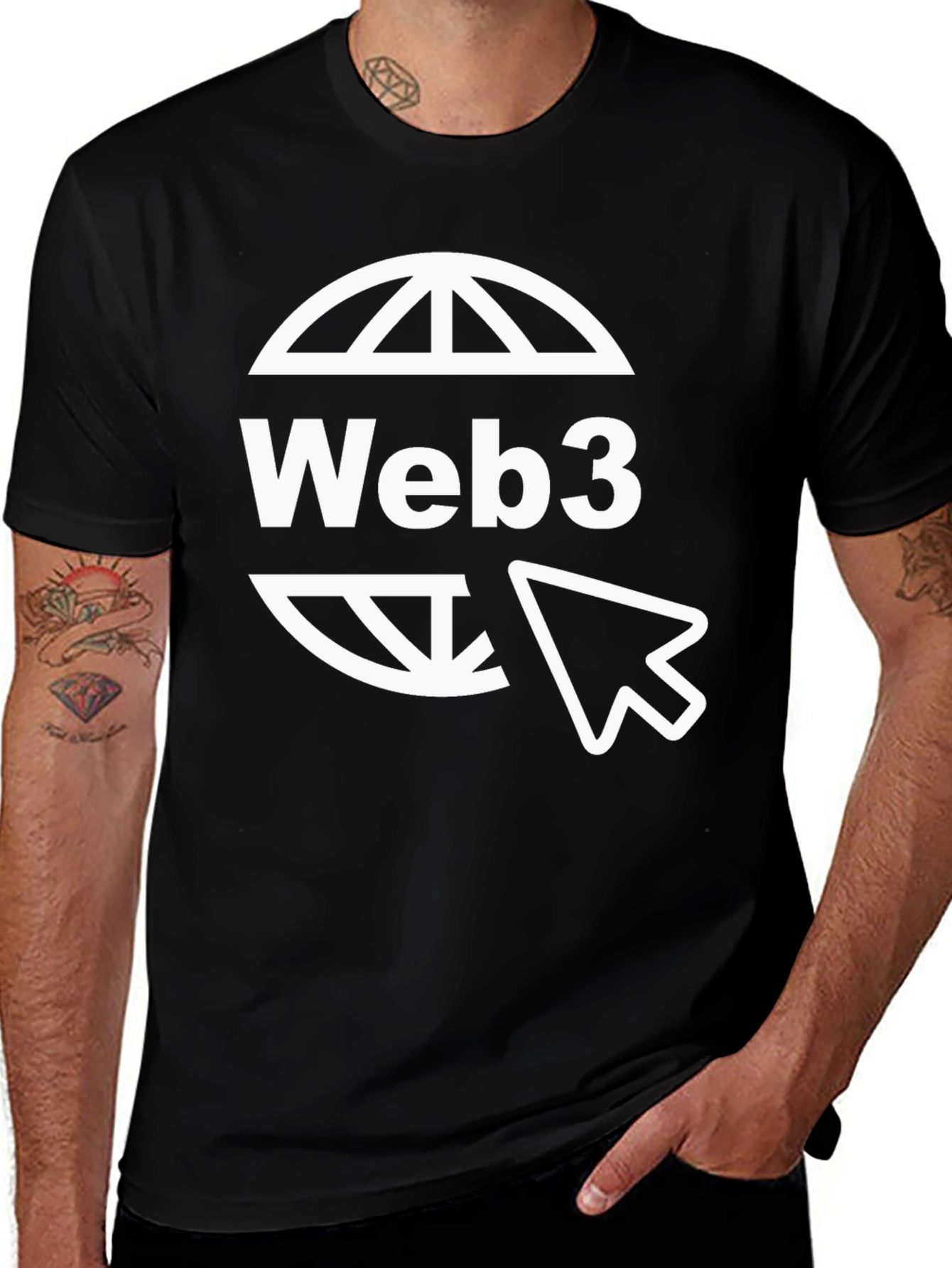 Web3 Globe & Cursor Black T-Shirt