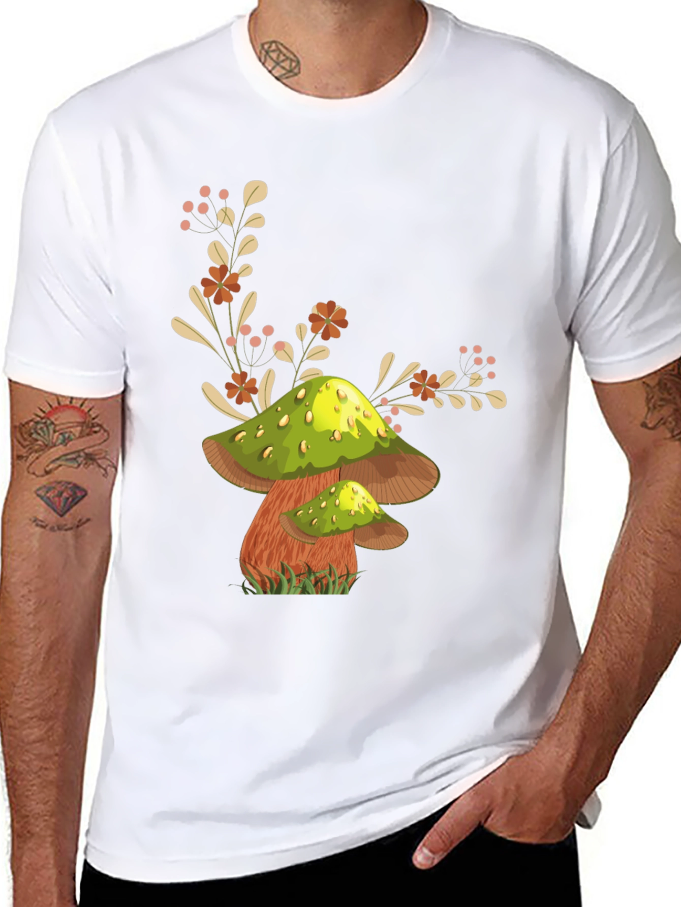 Mushroom Graphic Tee - Funky Botanical Design