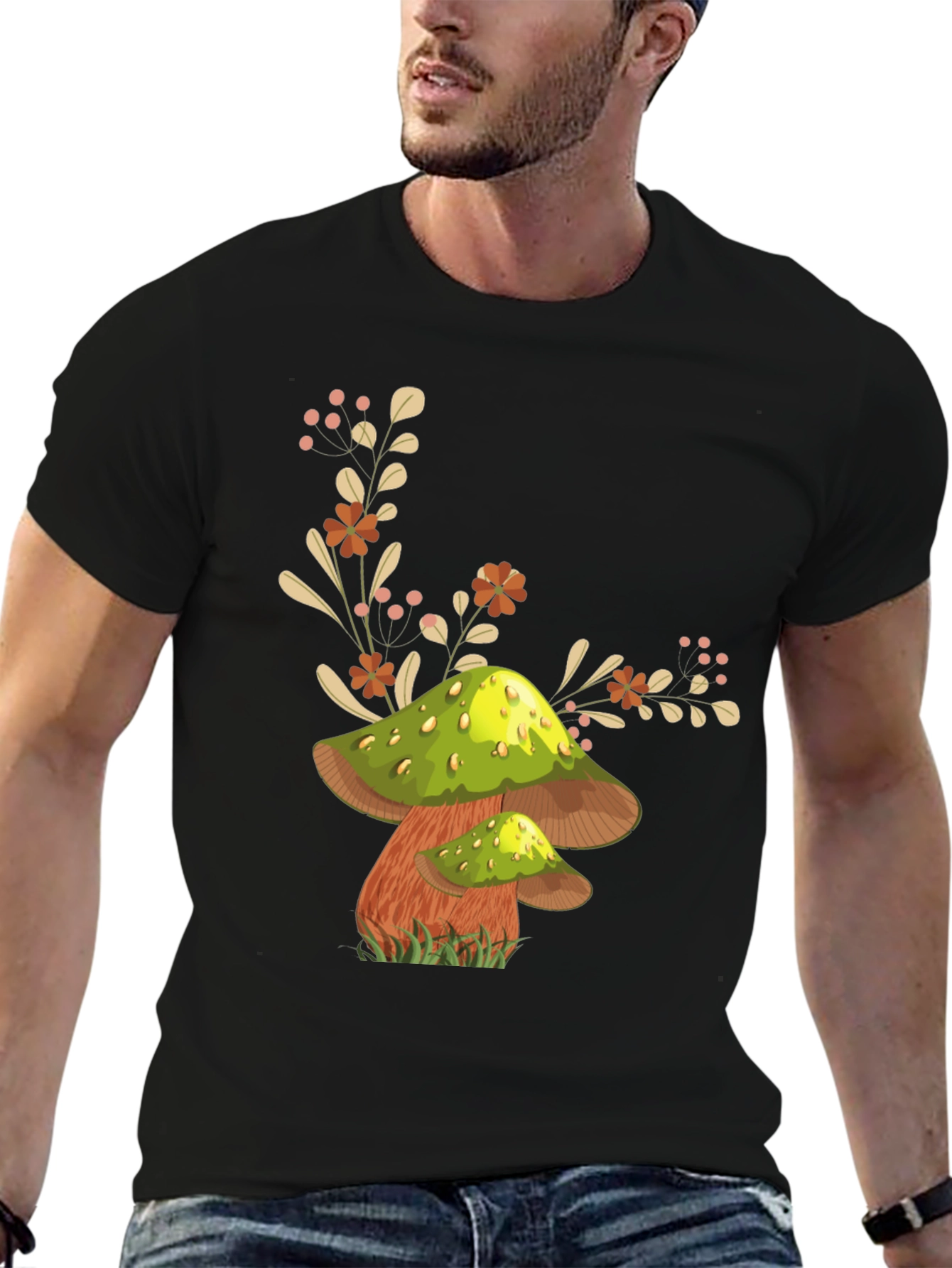 Mushroom Graphic Tee - Funky Botanical Design