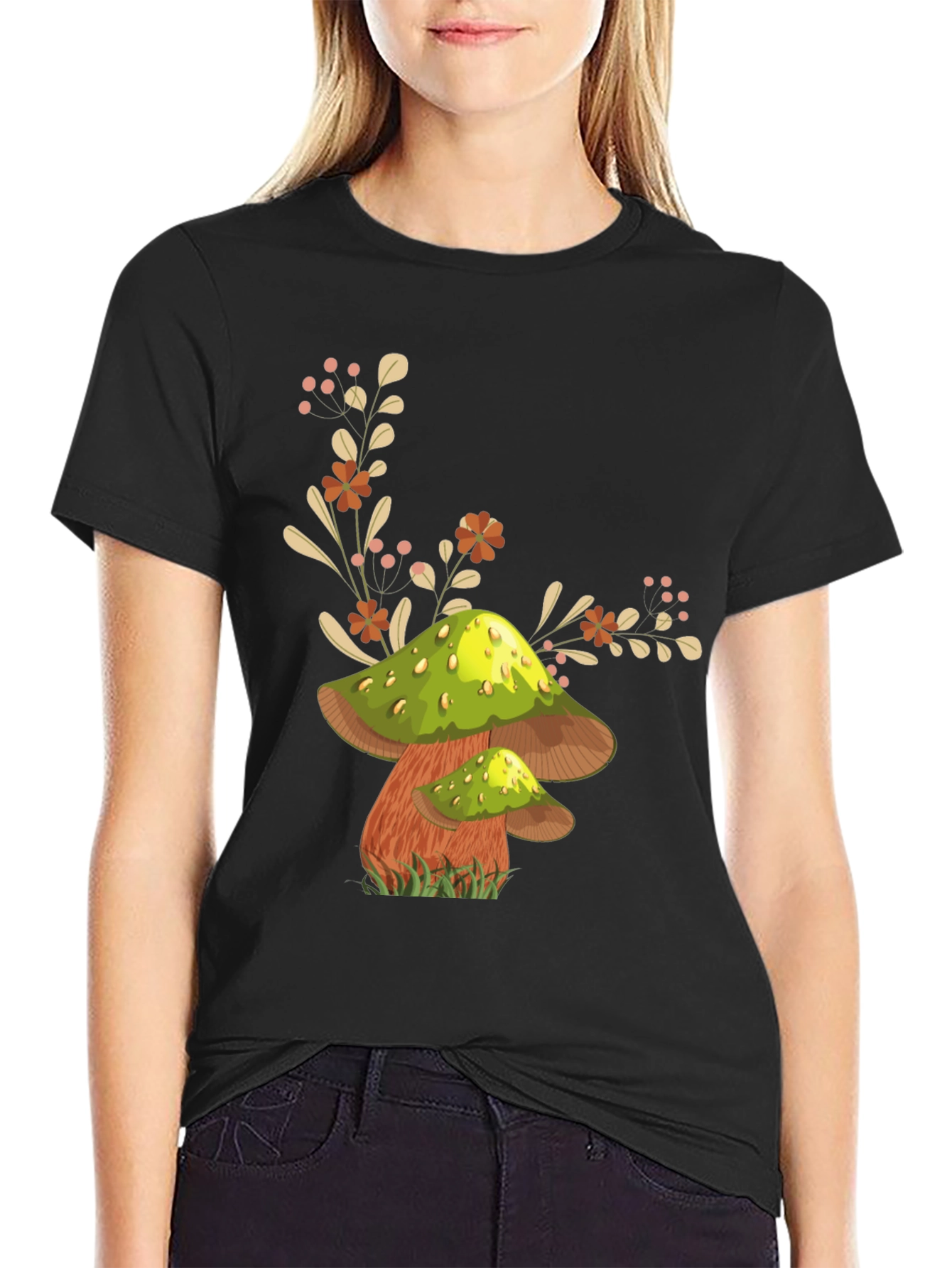 Mushroom Graphic Tee - Funky Botanical Design
