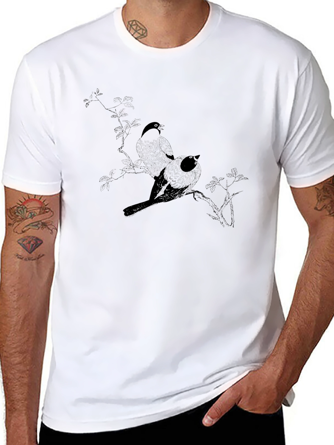 Bird Branch Black T-Shirt - Stylish Comfort