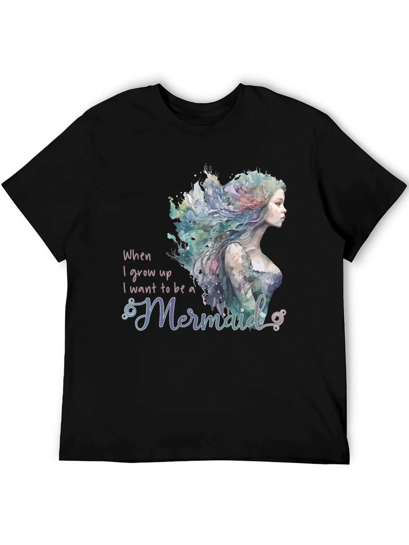 Mermaid Wish Graphic Tee - Black Crew Neck