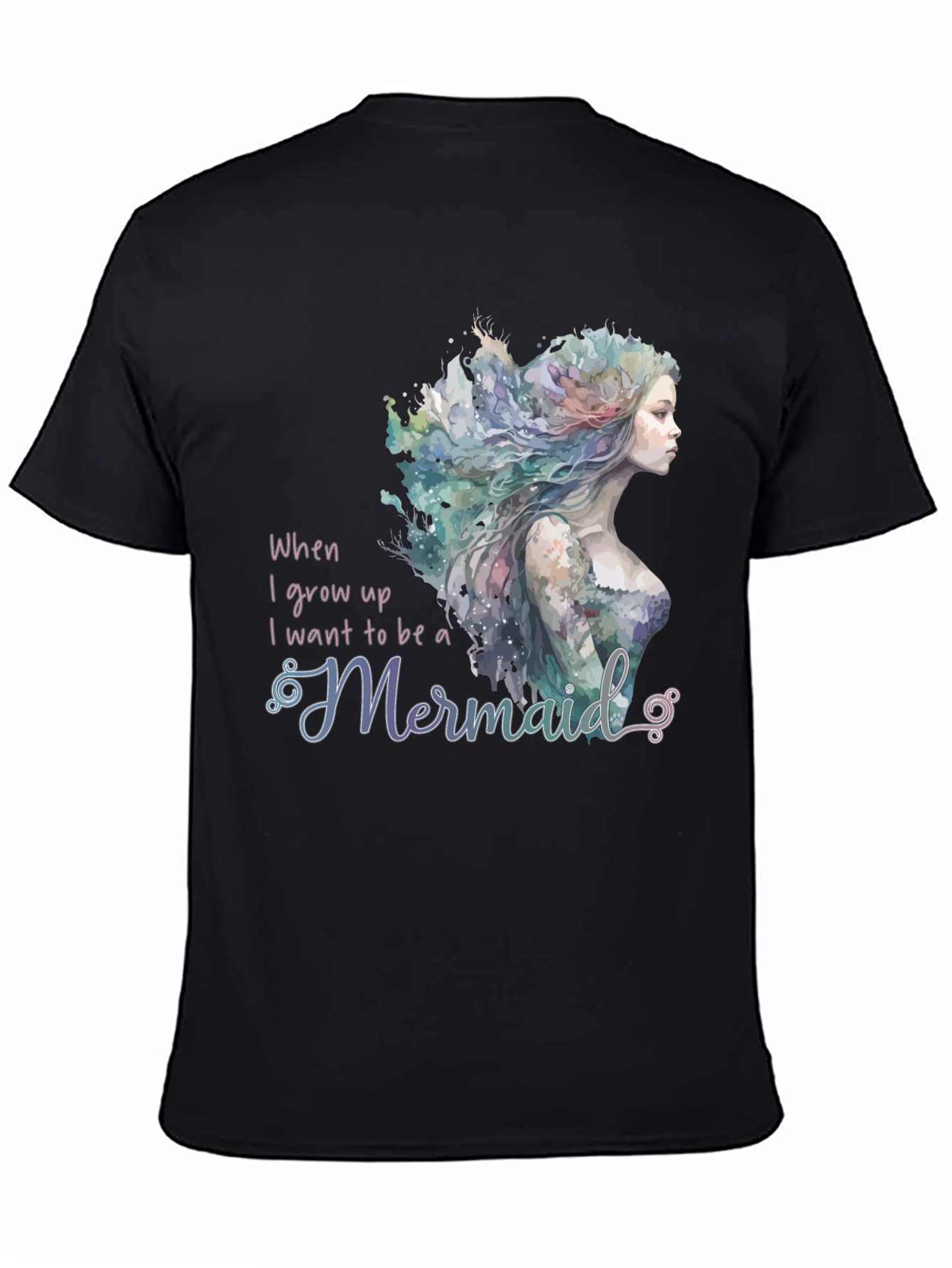 Mermaid Wish Graphic Tee - Black Crew Neck