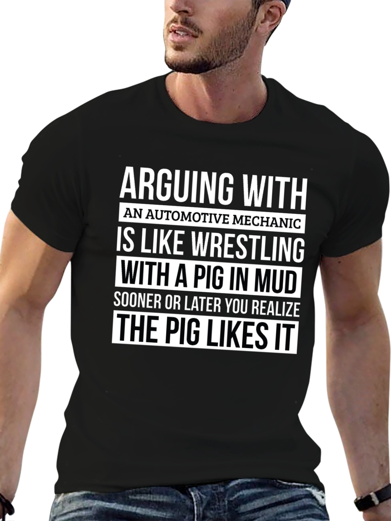 Funny Mechanic T-Shirt - Pig in Mud