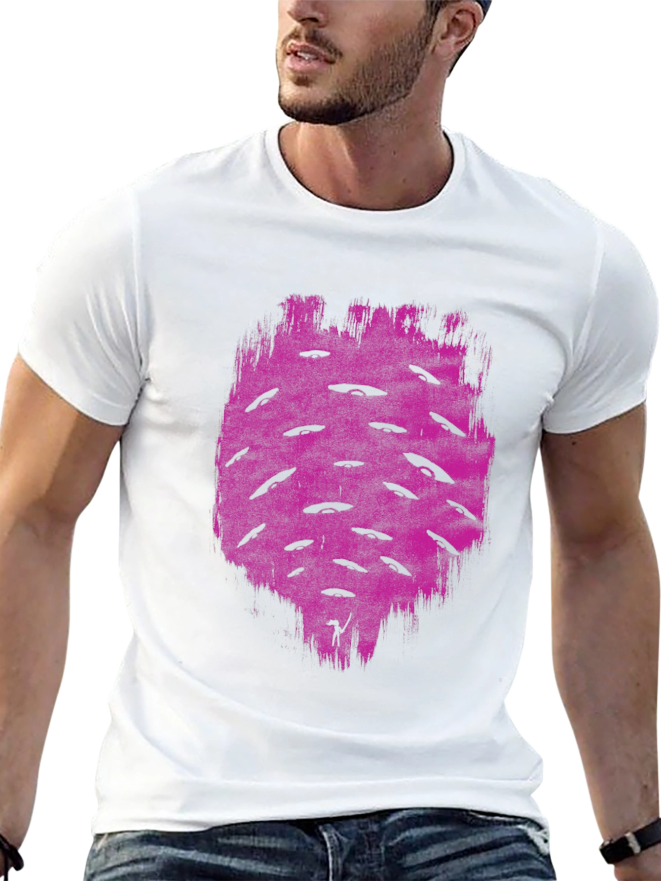UFO Graphic Tee - Mens Black Cotton T-Shirt