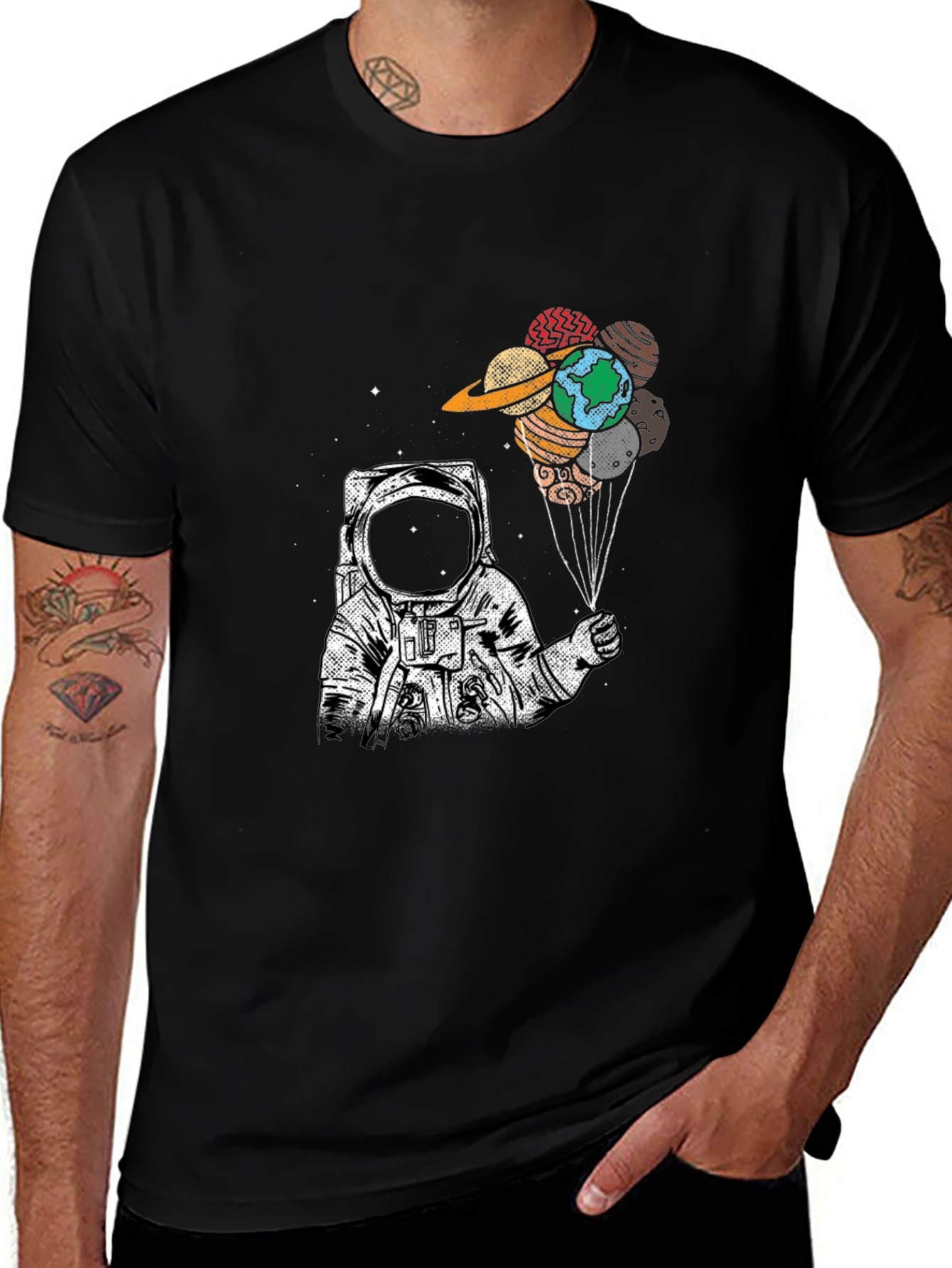 Astronaut Planet Balloon Graphic Tee