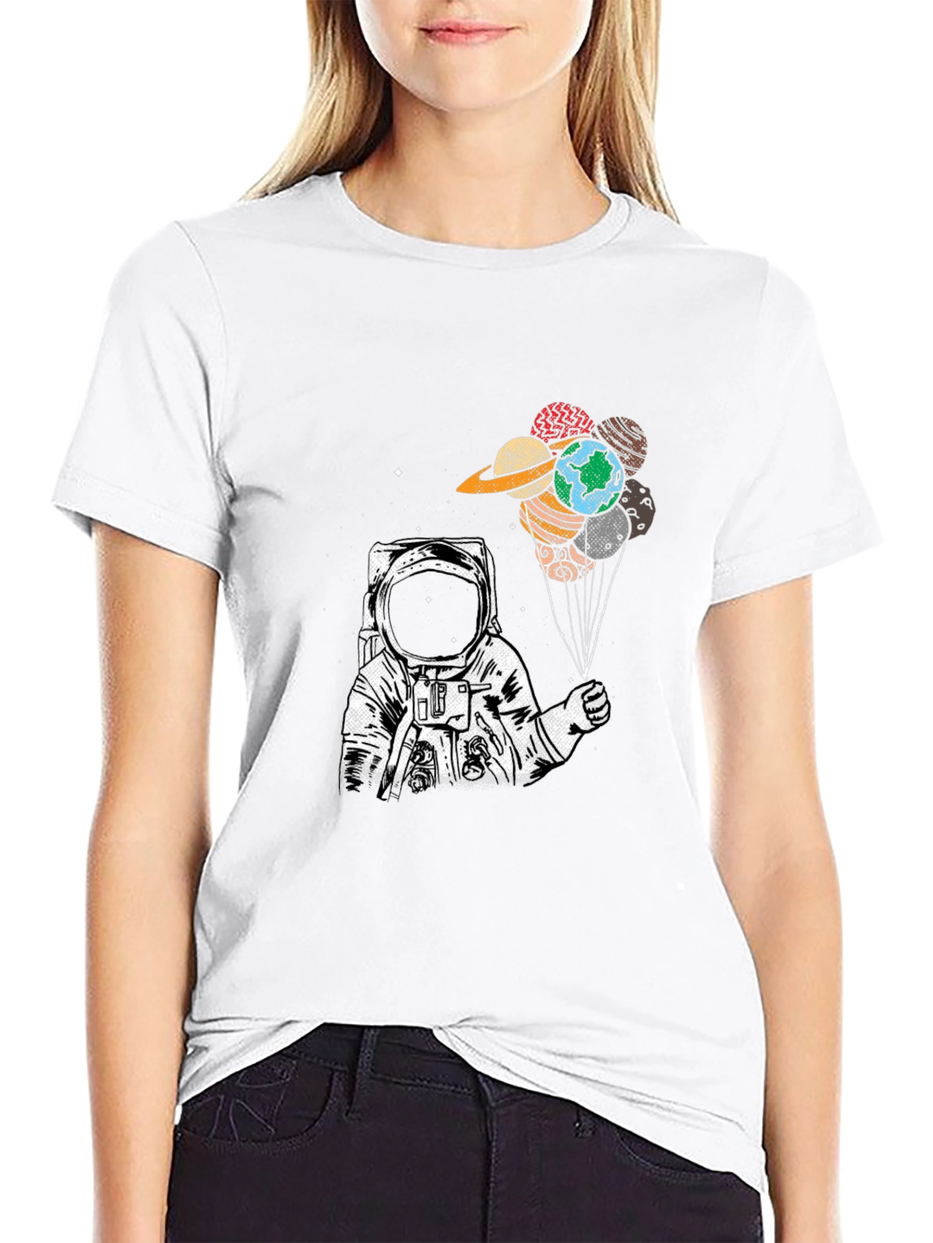 Astronaut Planet Balloon Graphic Tee