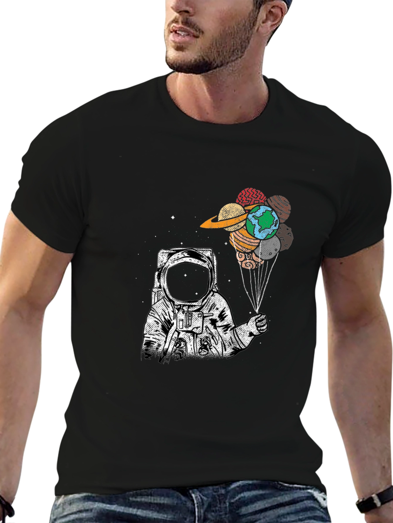 Astronaut Planet Balloon Graphic Tee