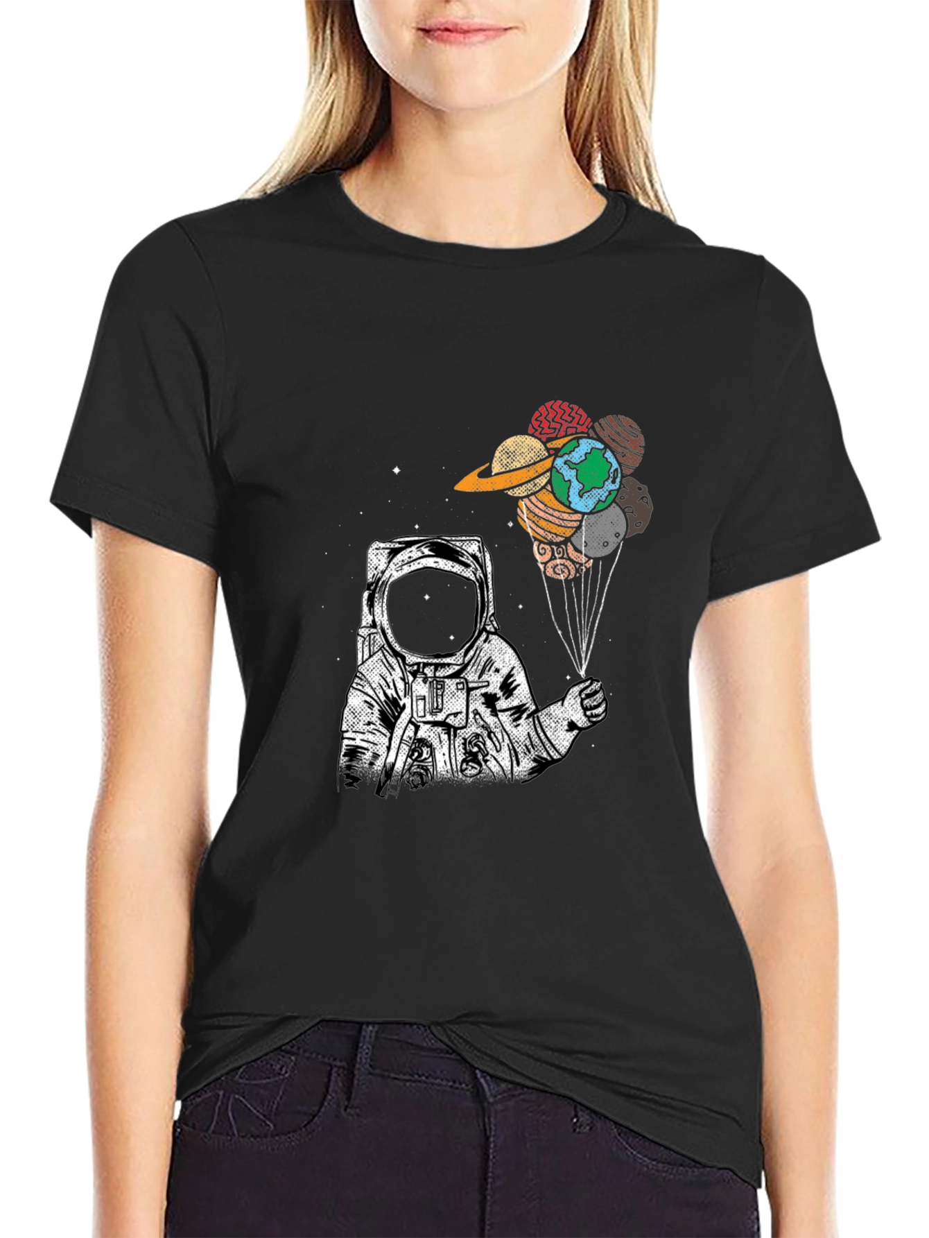 Astronaut Planet Balloon Graphic Tee