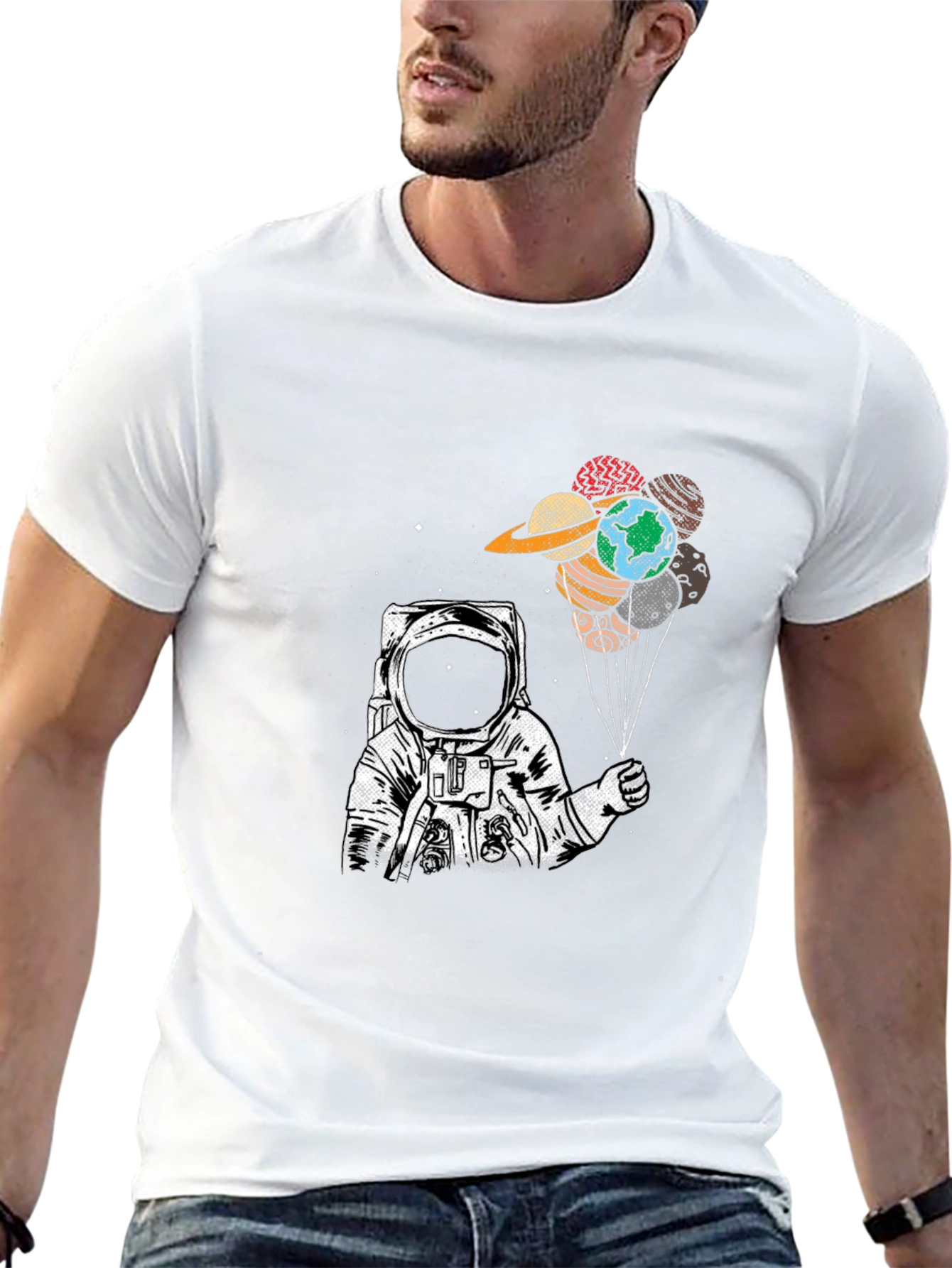 Astronaut Planet Balloon Graphic Tee