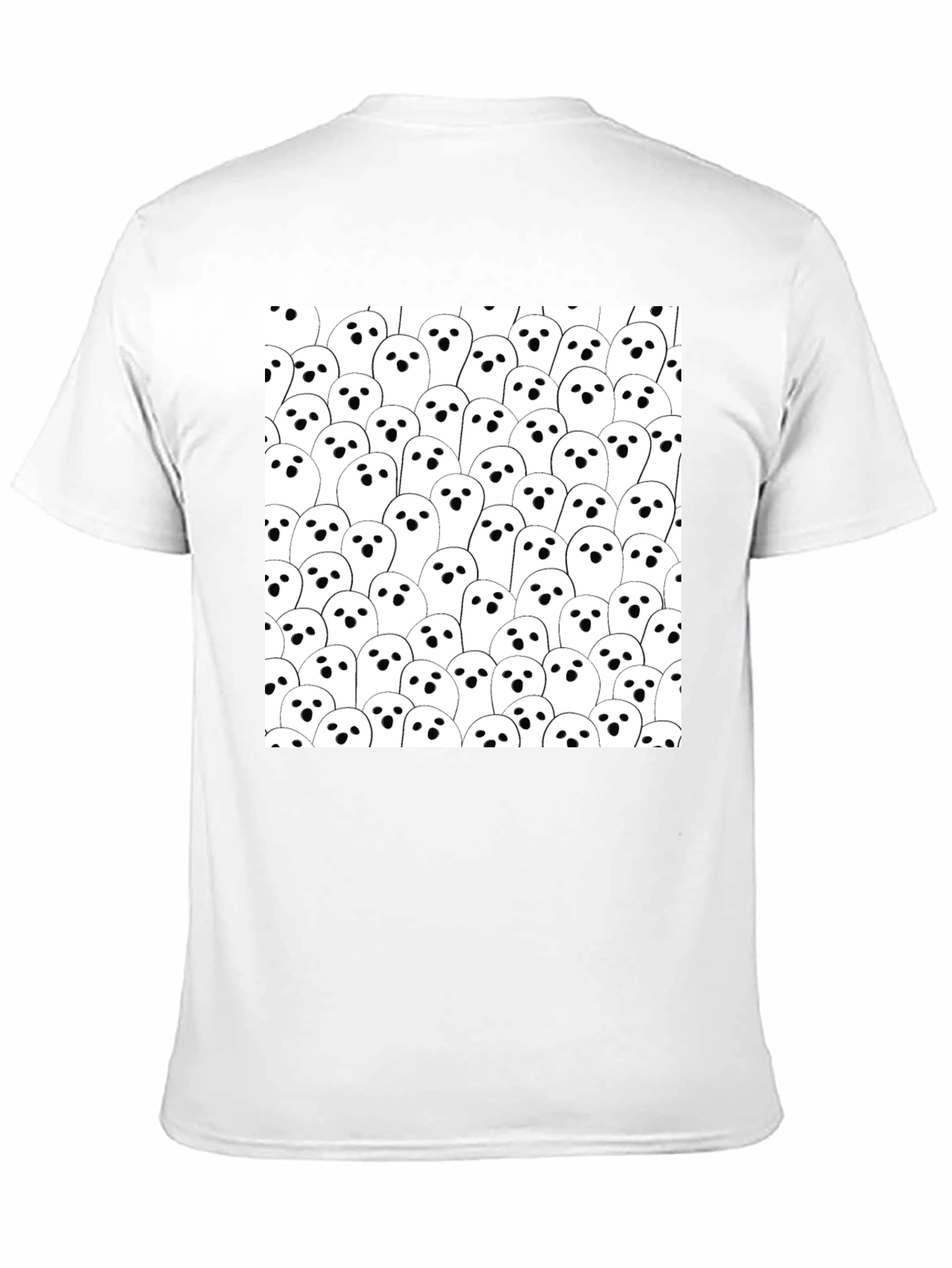 Ghost Pattern Black T-Shirt - Spooky Season Tee