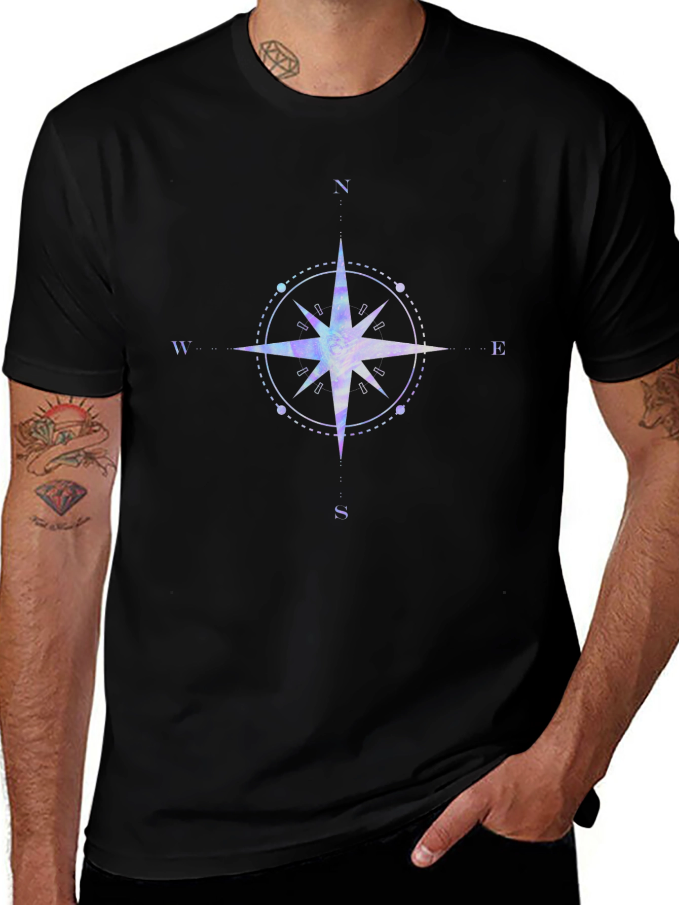 Compass Graphic Black T-Shirt for Men