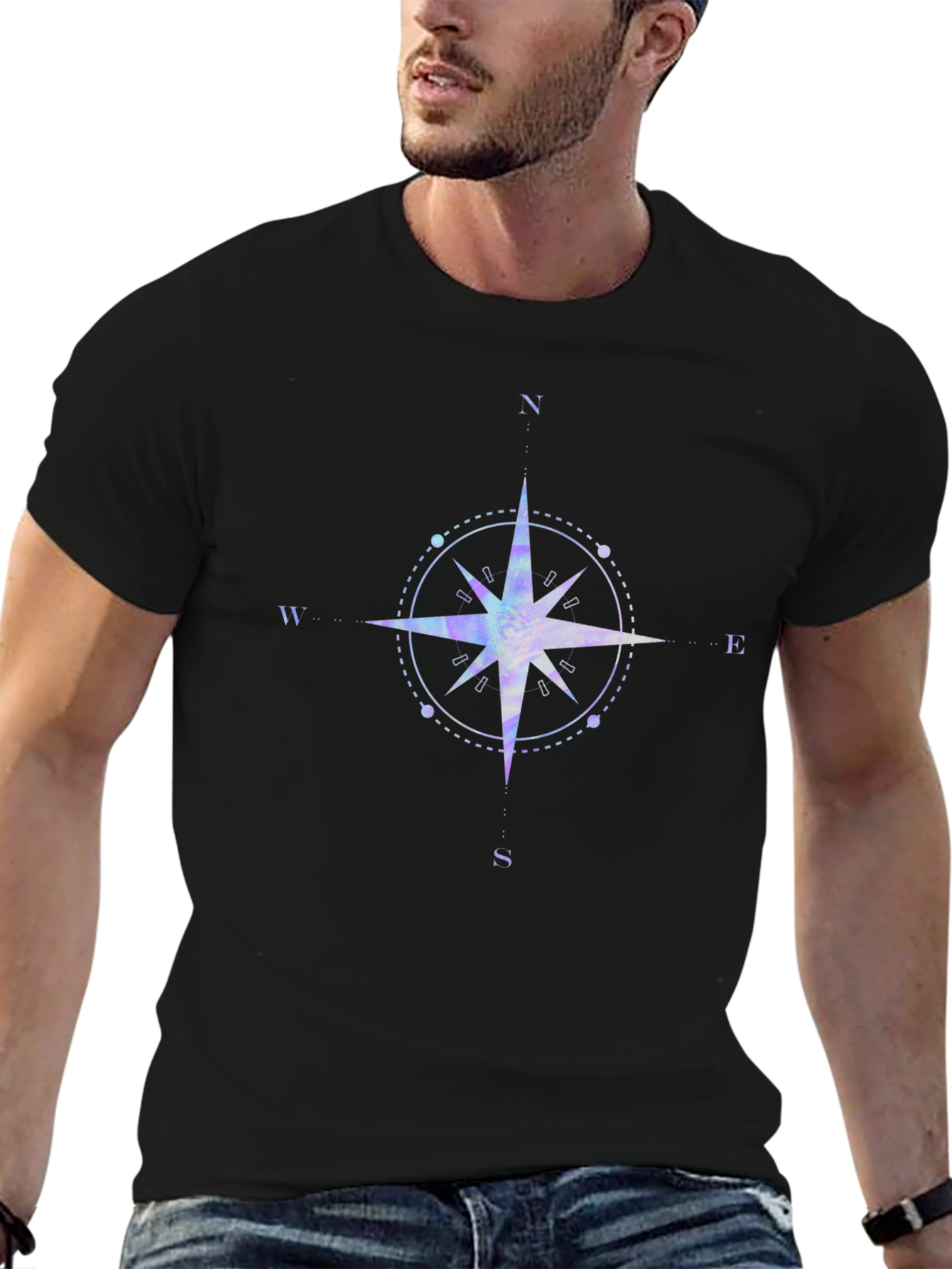 Compass Graphic Black T-Shirt for Men