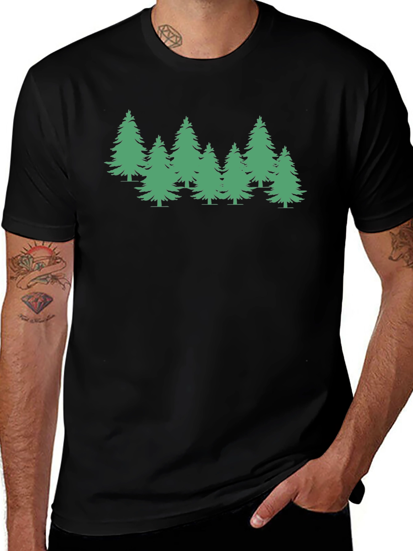 Evergreen Tree Graphic Tee - Soft Black T-Shirt