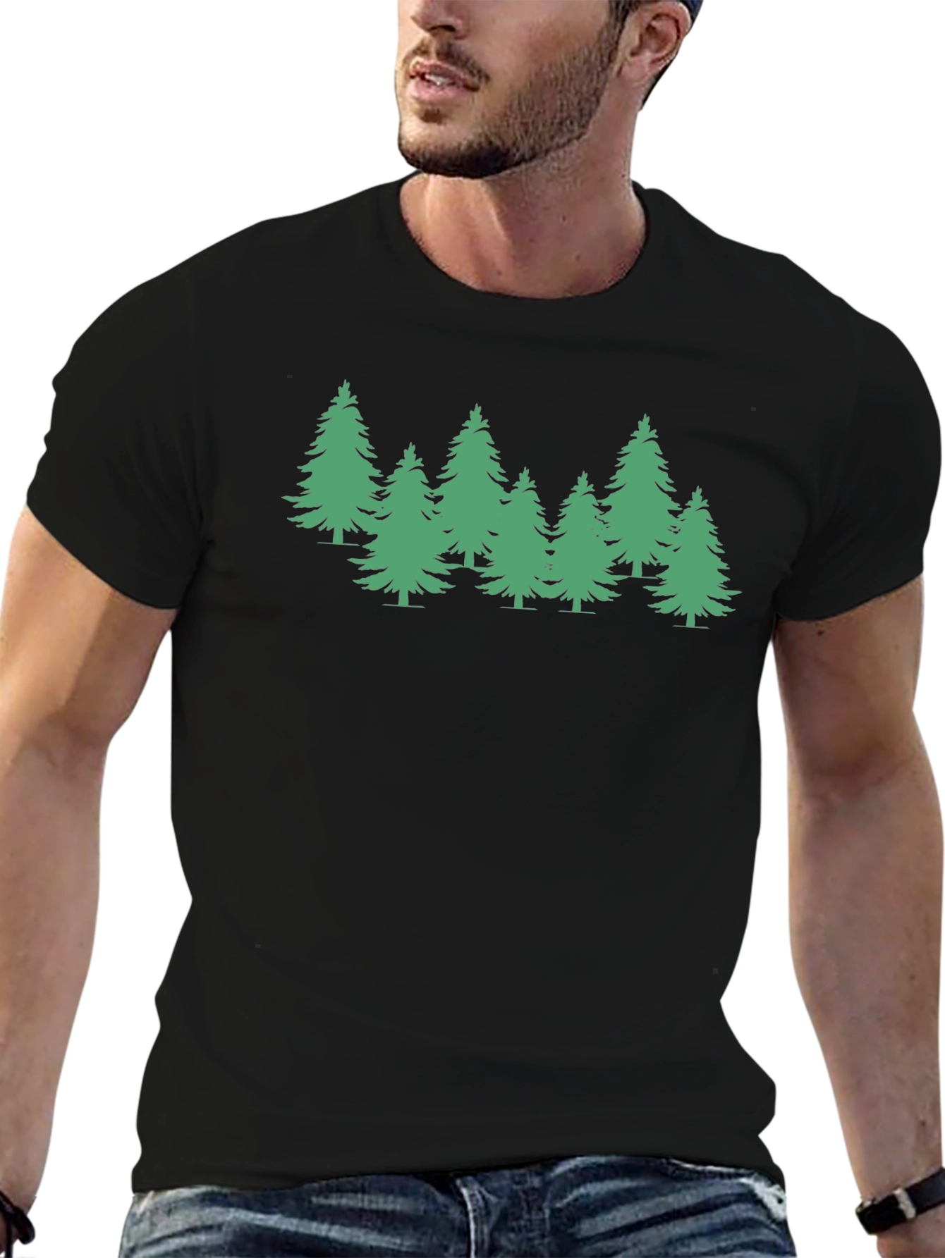 Evergreen Tree Graphic Tee - Soft Black T-Shirt